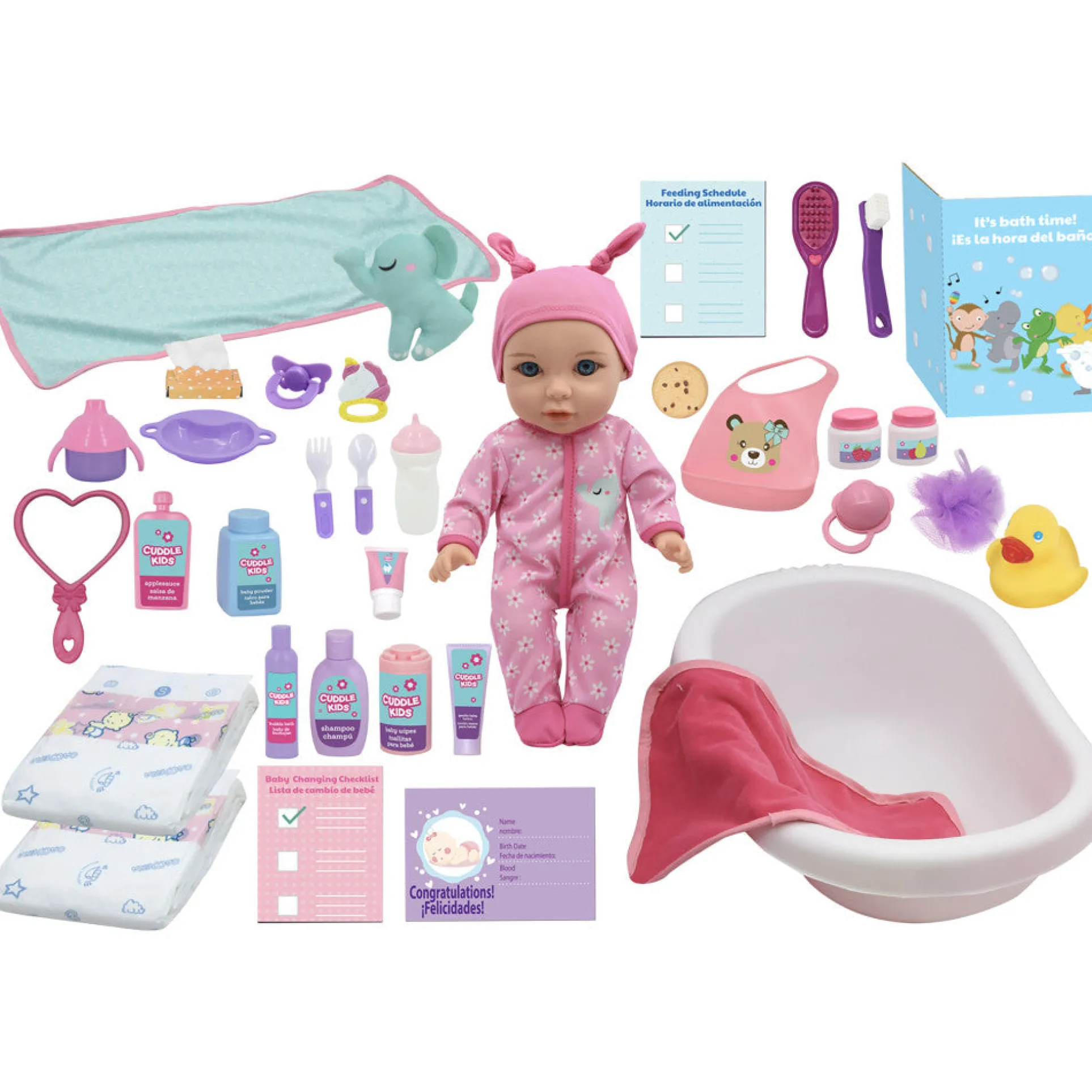 Little Darlings 15-inch Baby Doll - Deluxe Feed & Care Playset