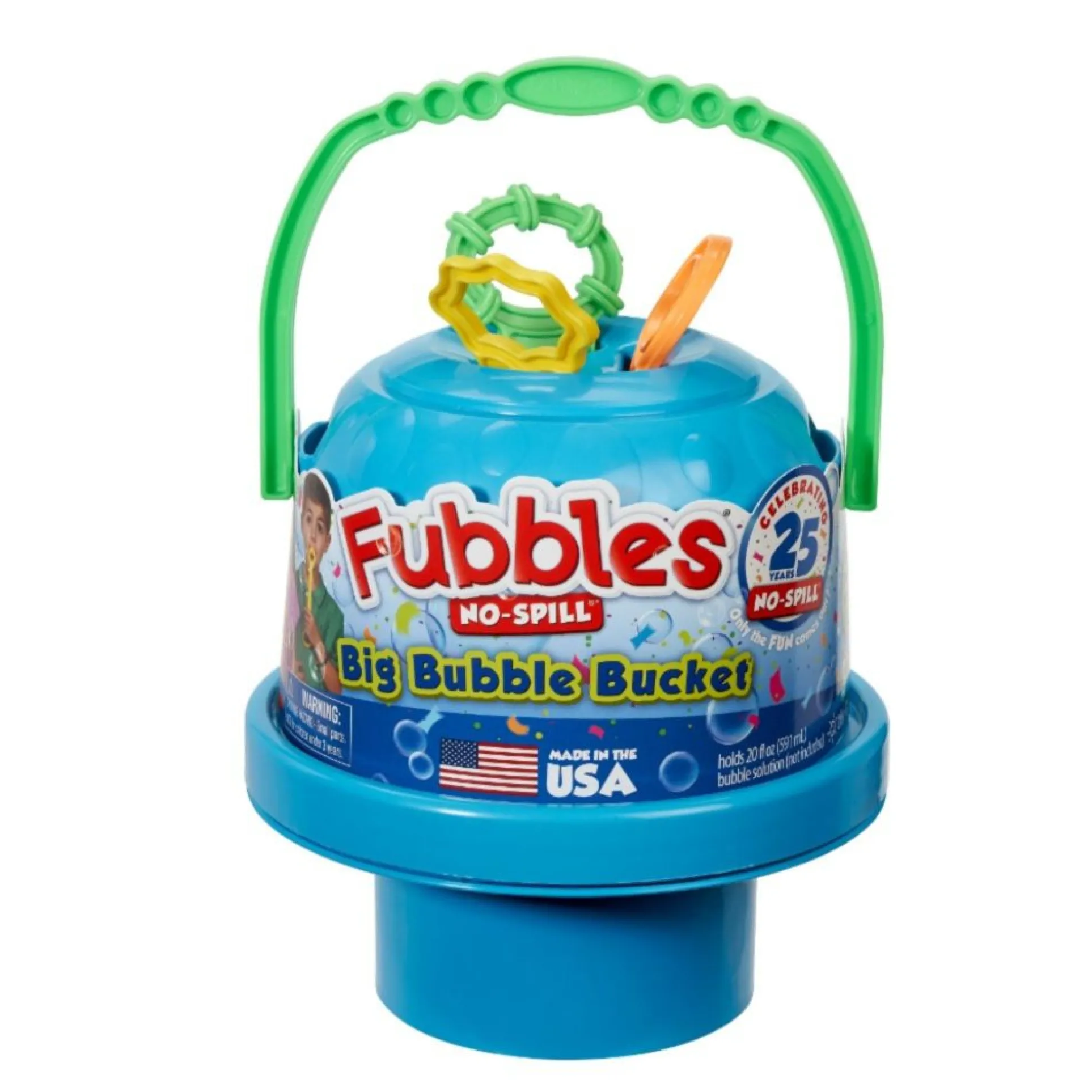 Little Kids Fubbles No-Spill Big Bubble Bucket for Outdoor Play, Blue