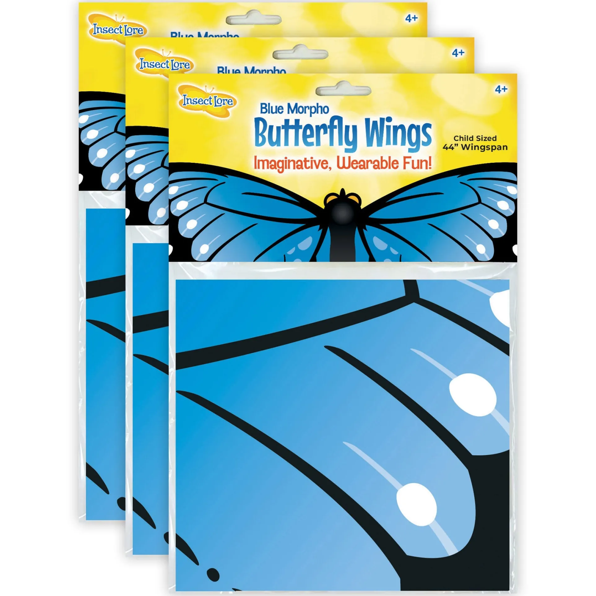 Insect Lore Morpho Butterfly Dress-Up Wings, Blue, 3-Pack