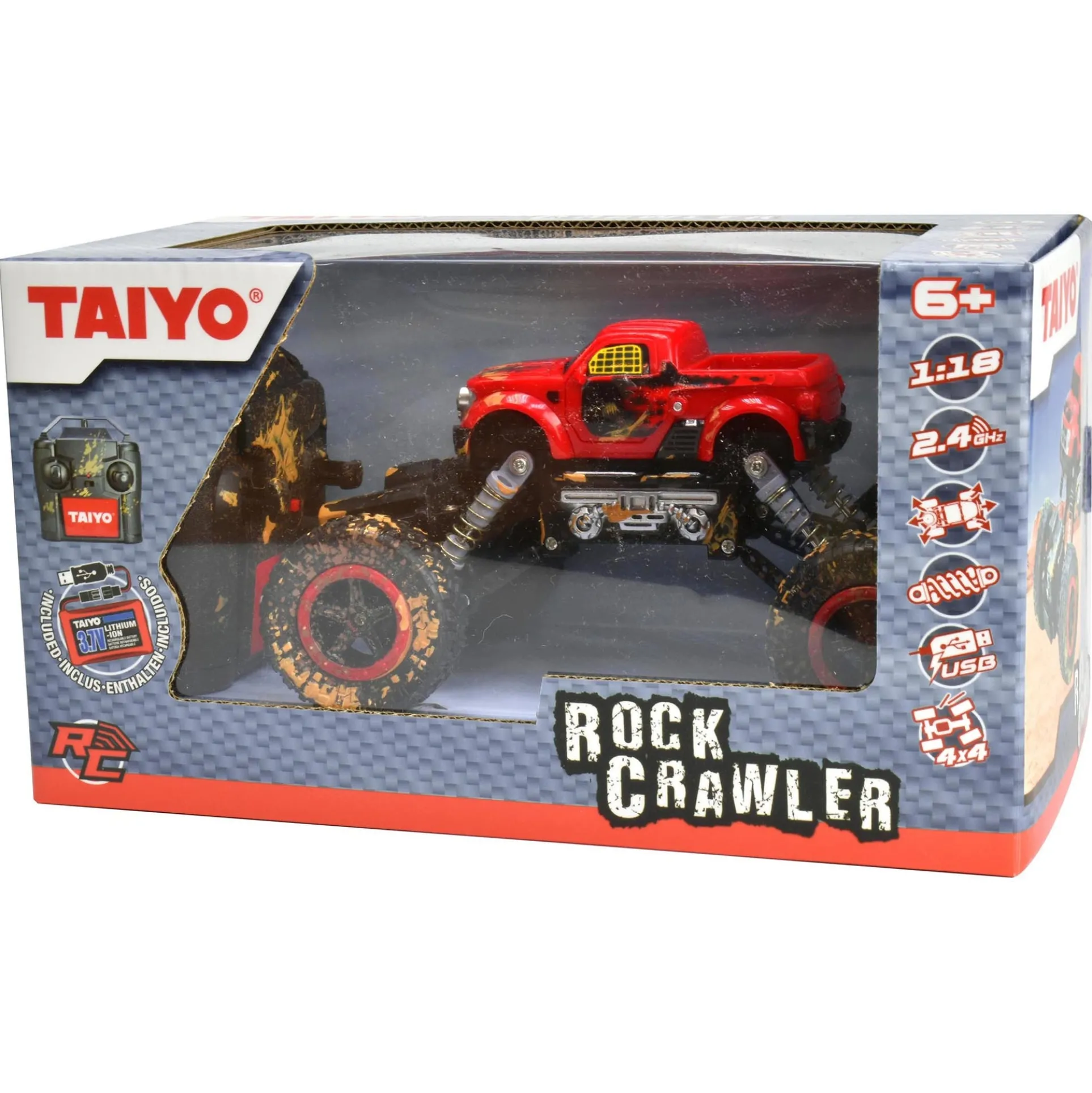 Taiyo Rock Crawler 1:18 Scale Radio Control Vehicle - Red