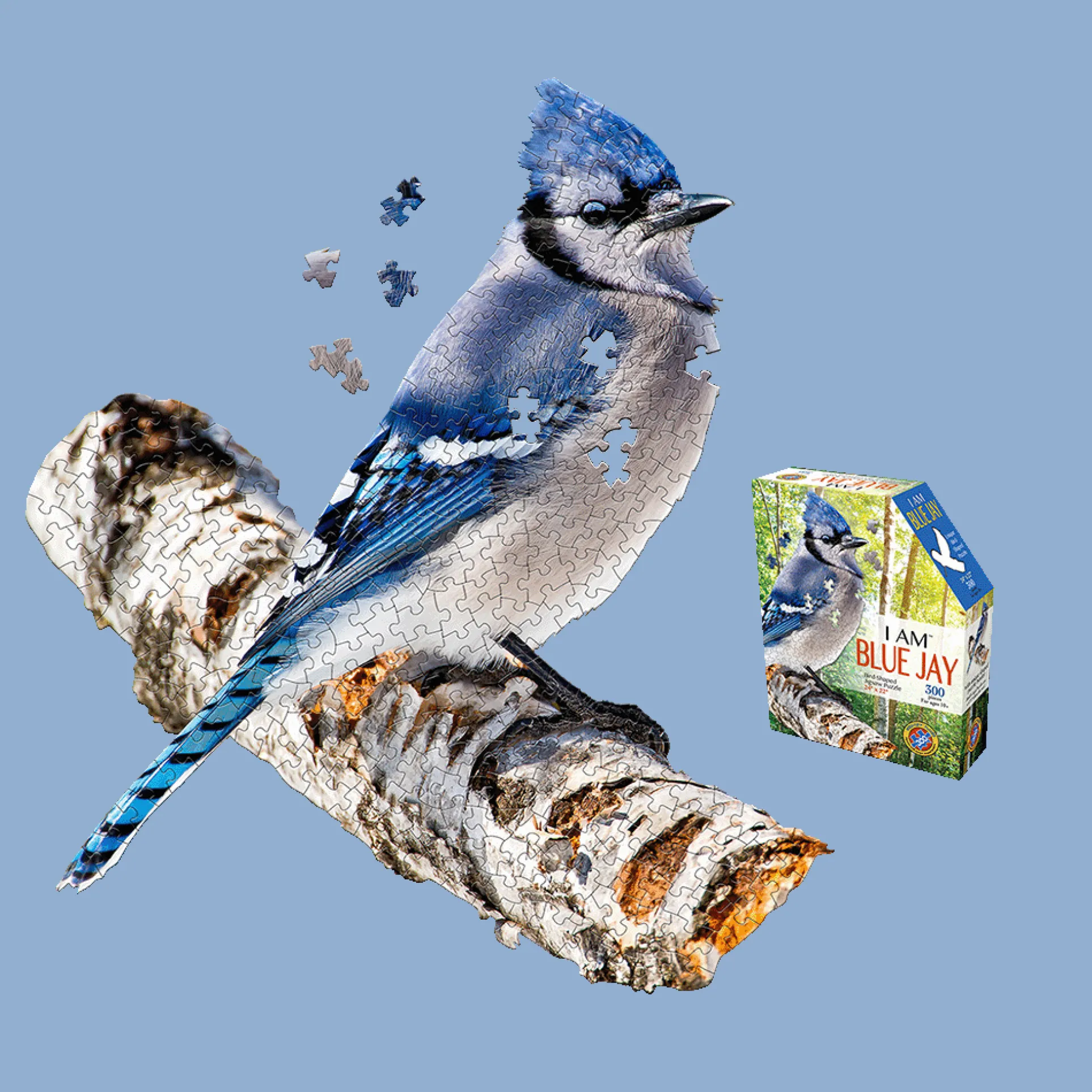 Madd Capp Blue Jay Bird-Shaped Jigsaw Puzzle - 300 pc