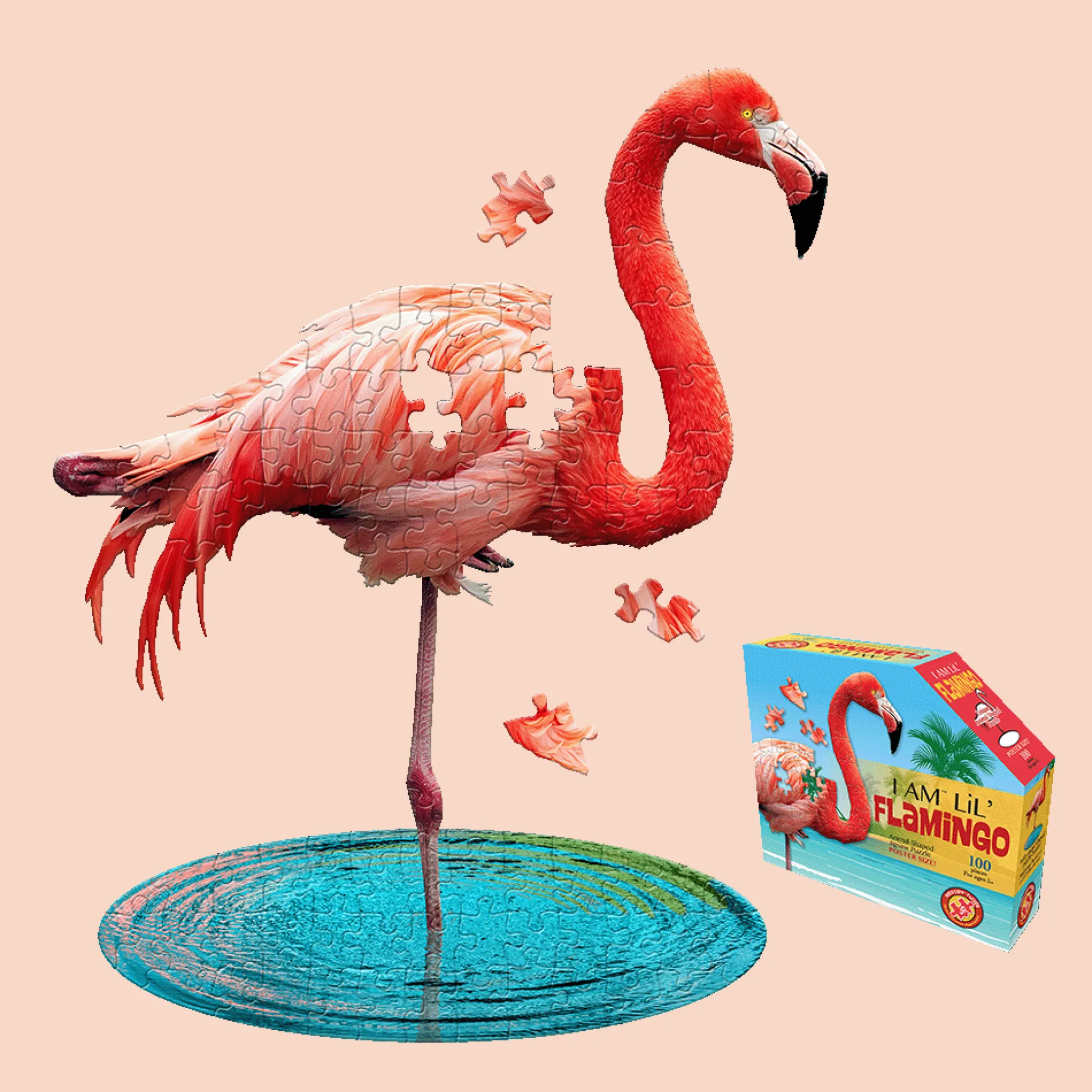 Madd Capp Flamingo-Shaped Jigsaw Puzzle - 100 pc