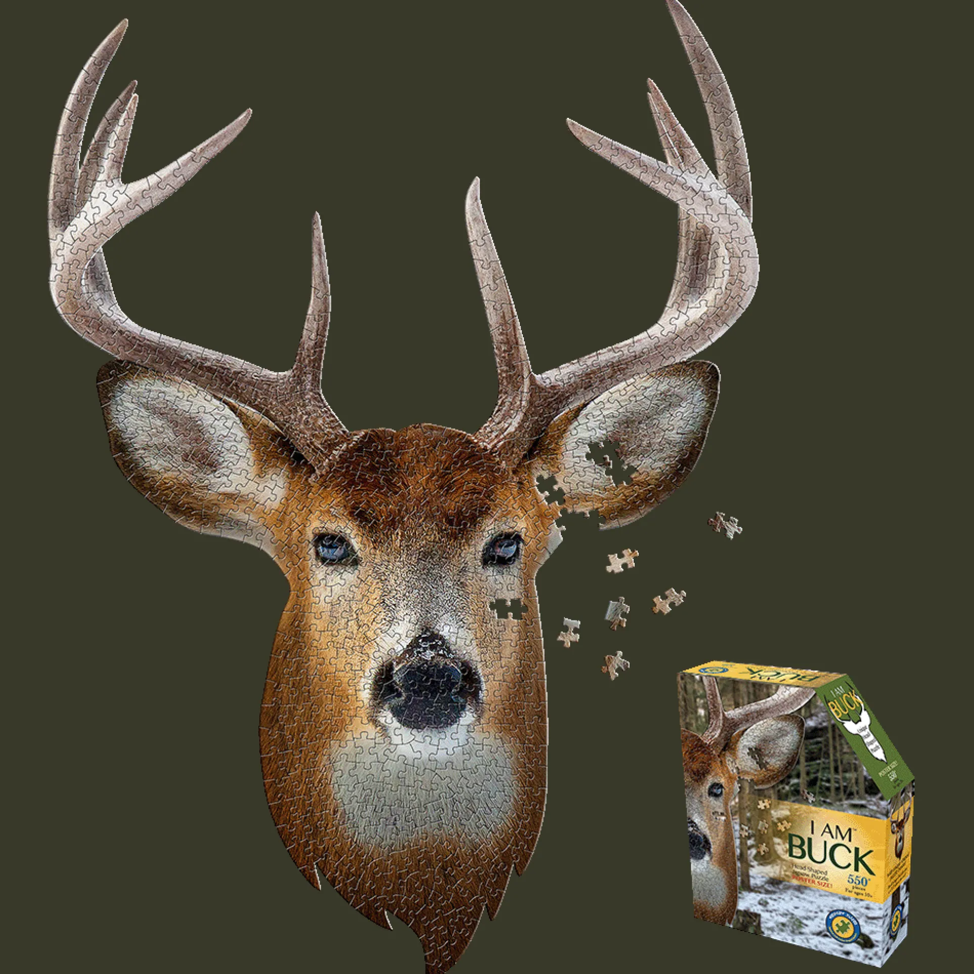 Madd Capp I AM BUCK Animal Head-Shaped Jigsaw Puzzle - 550 pc