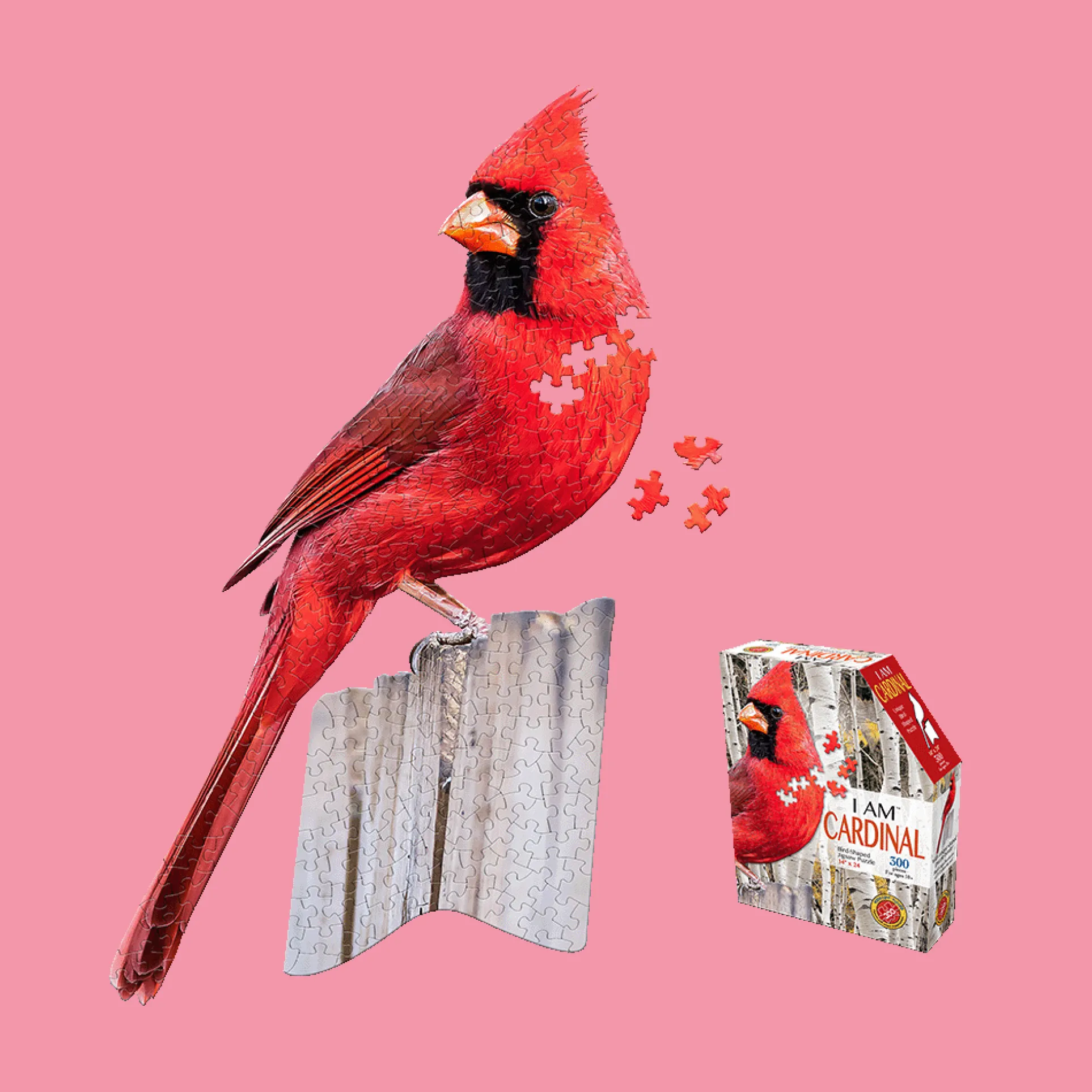 Madd Capp I AM Cardinal - Unique Bird-Shaped 300 pc Jigsaw Puzzle