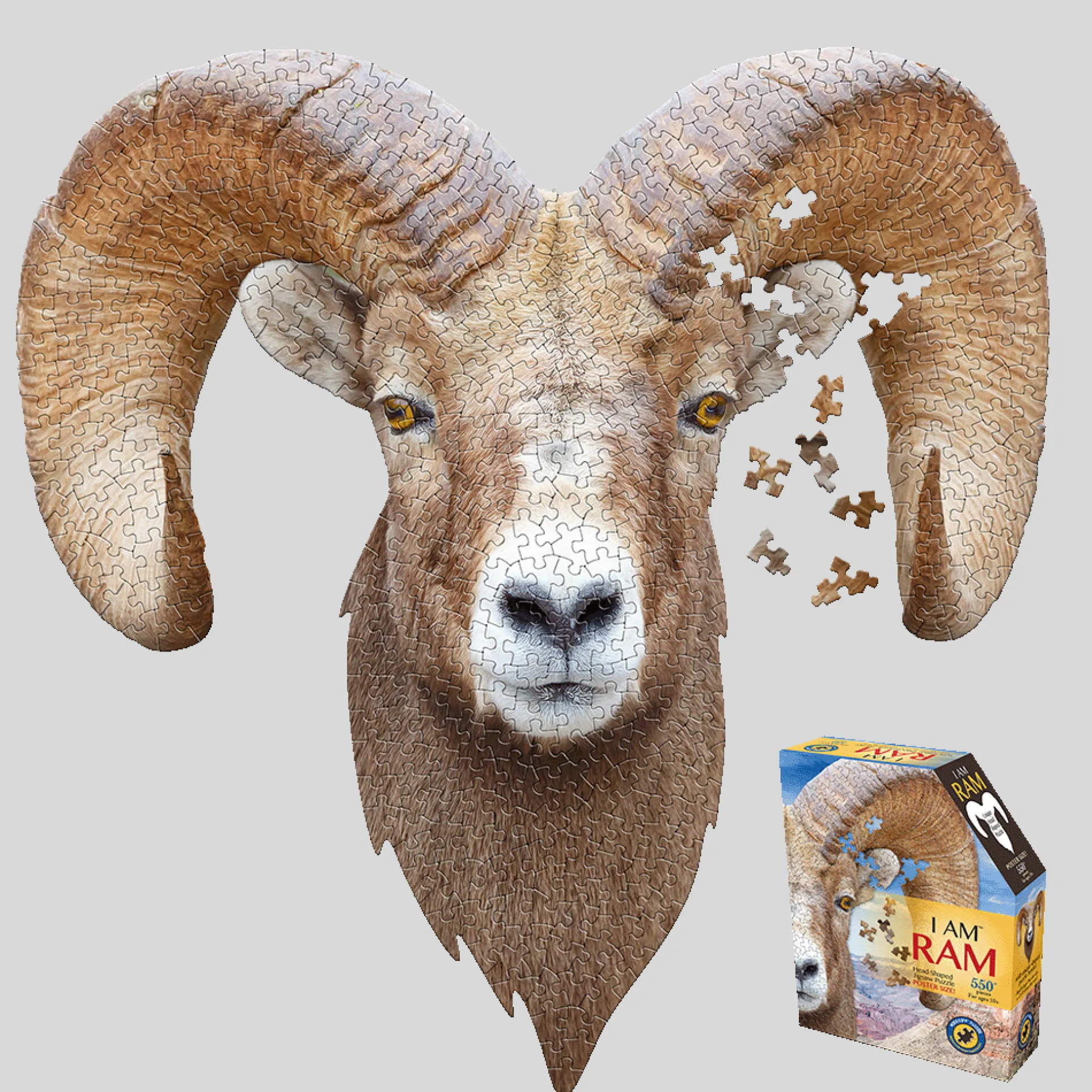 Madd Capp I AM RAM Animal Head-Shaped Jigsaw Puzzle - 550 pc