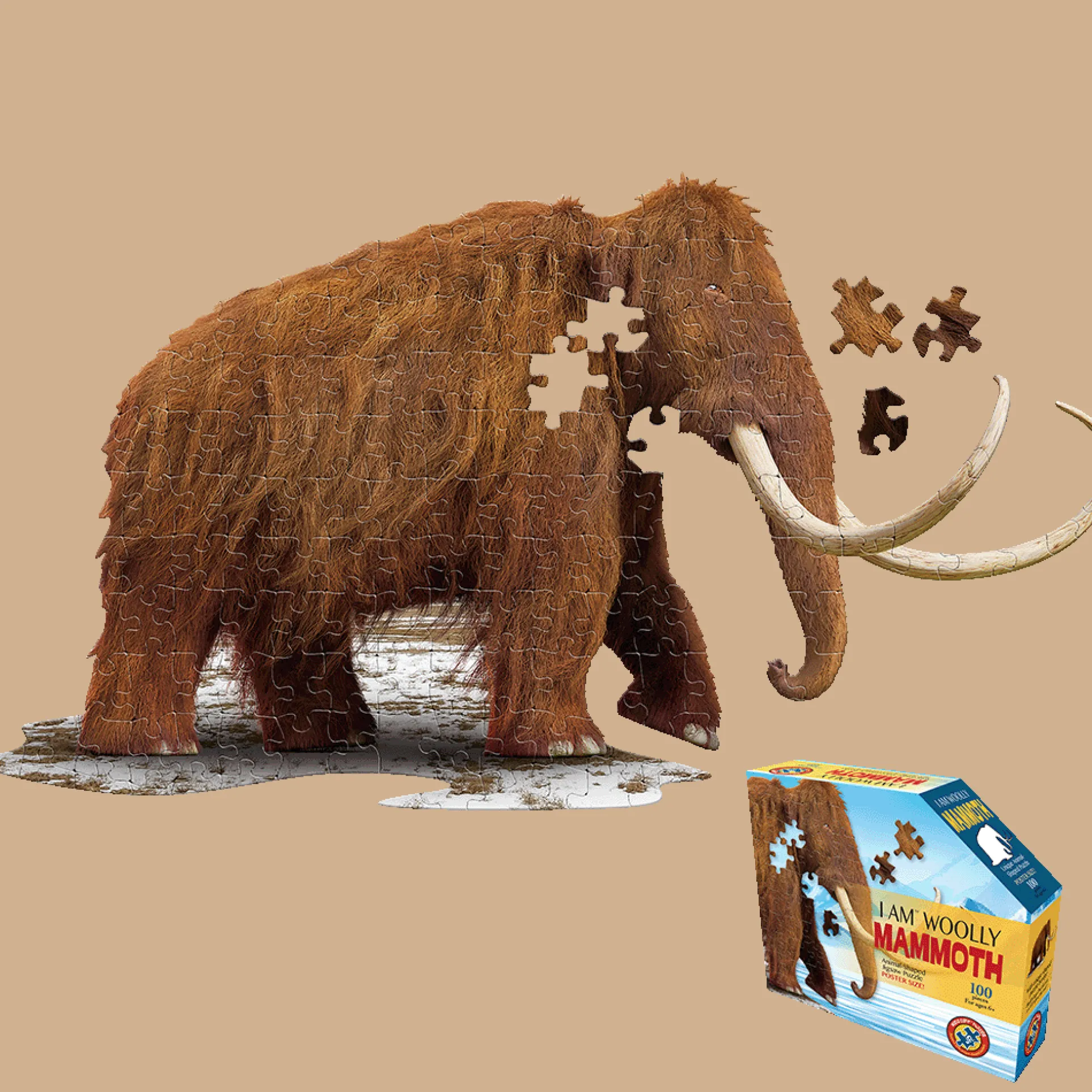 Madd Capp I AM WOOLLY Mammoth-Shaped Jigsaw Puzzle - 100 pc