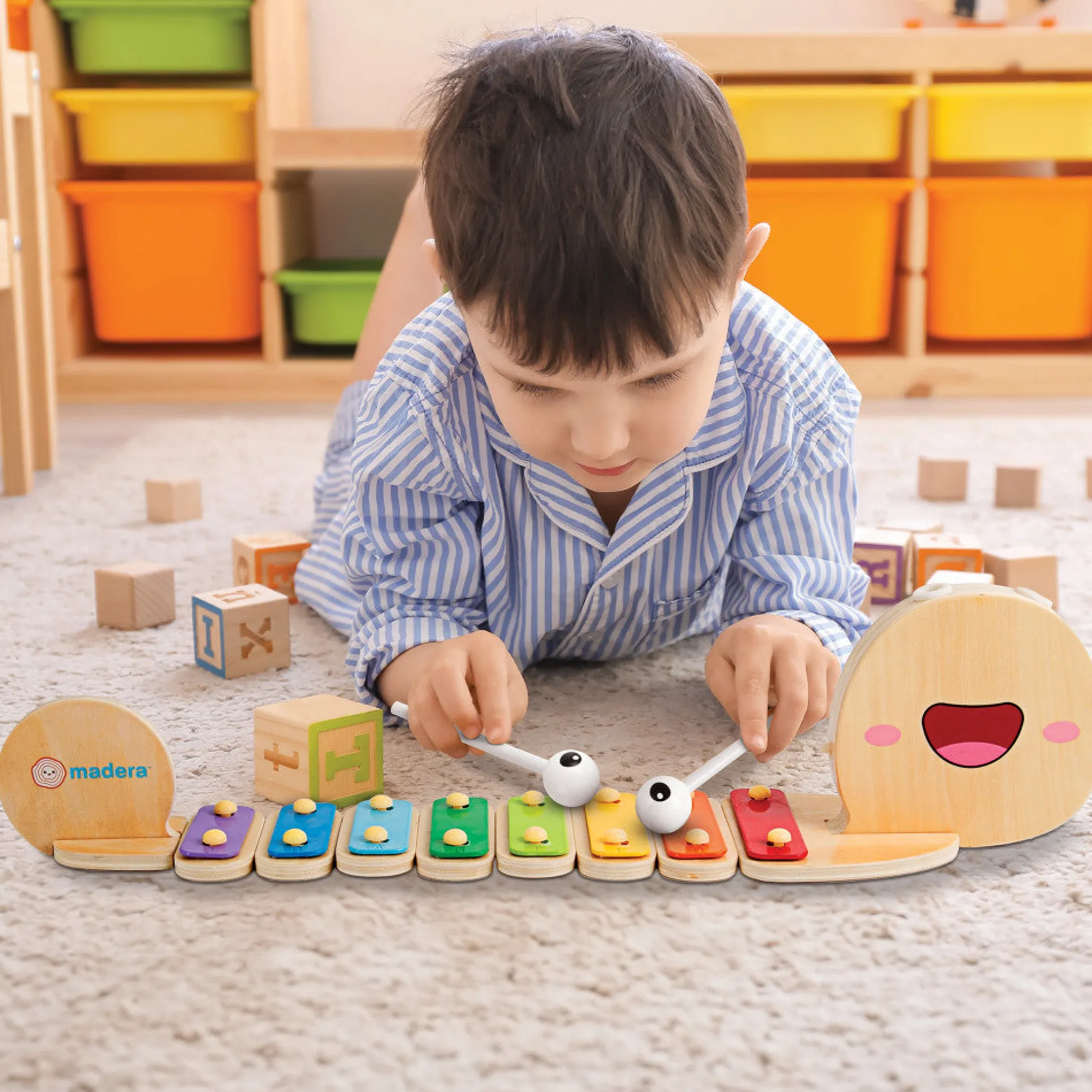 Madera Wood Snailyphone Multicolor Snail-Designed 8-Key Xylophone, for Kids Ages 3+