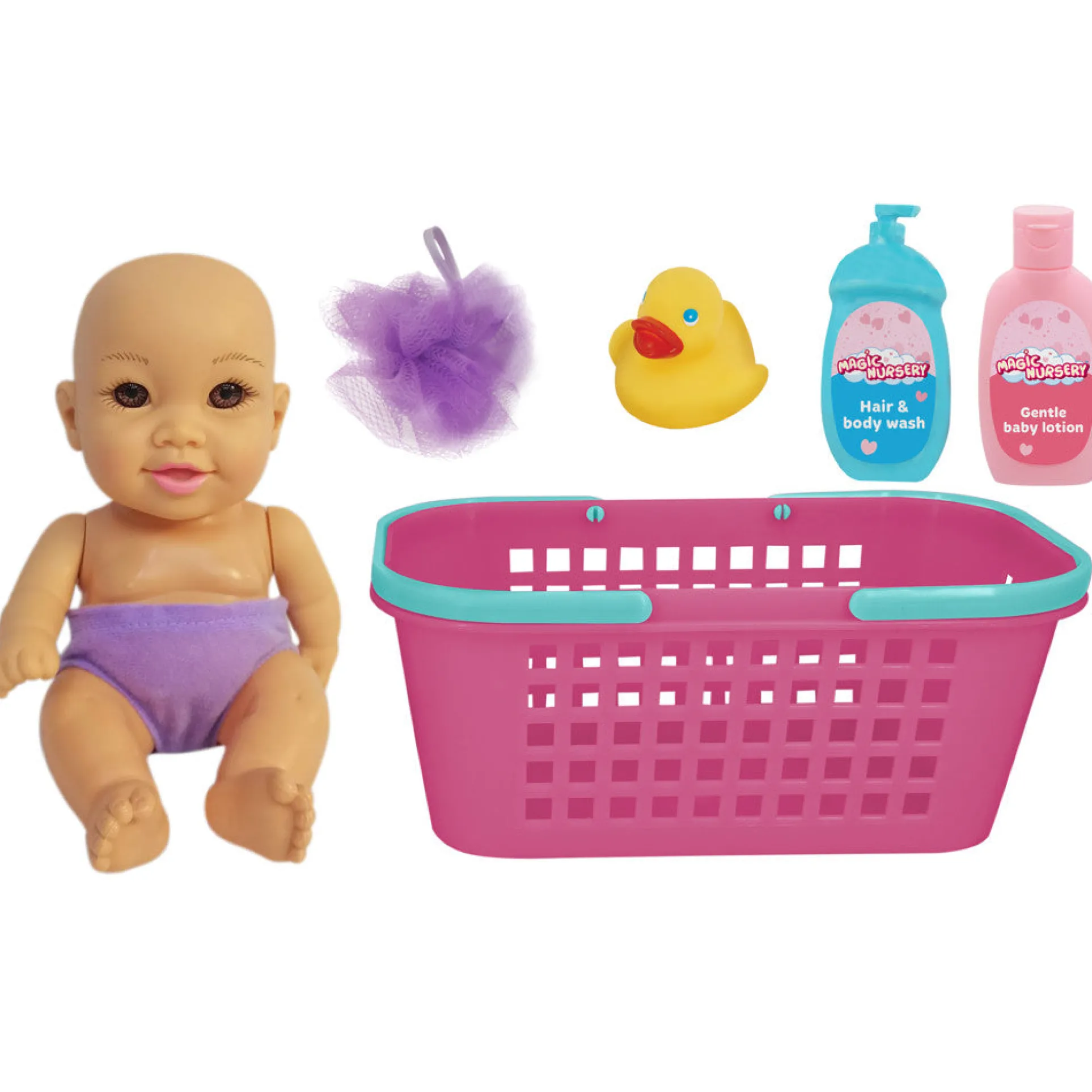 Magic Nursery Bath Caddy with 8" Baby Doll and Accessories Playset