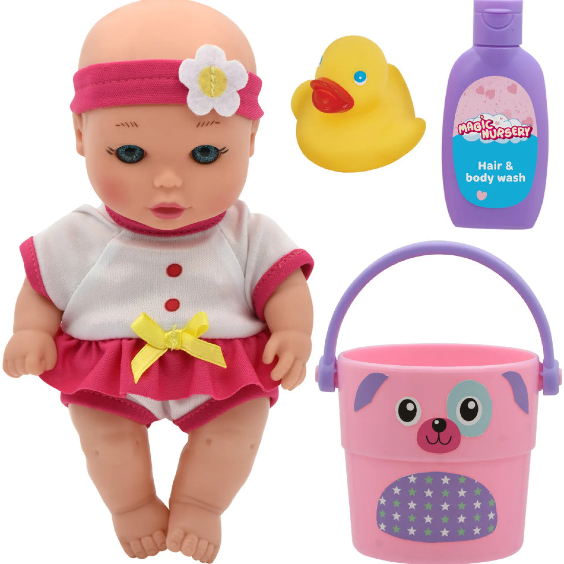 Magic Nursery Love Buckets: 8" Bath Safe Baby Doll Playset