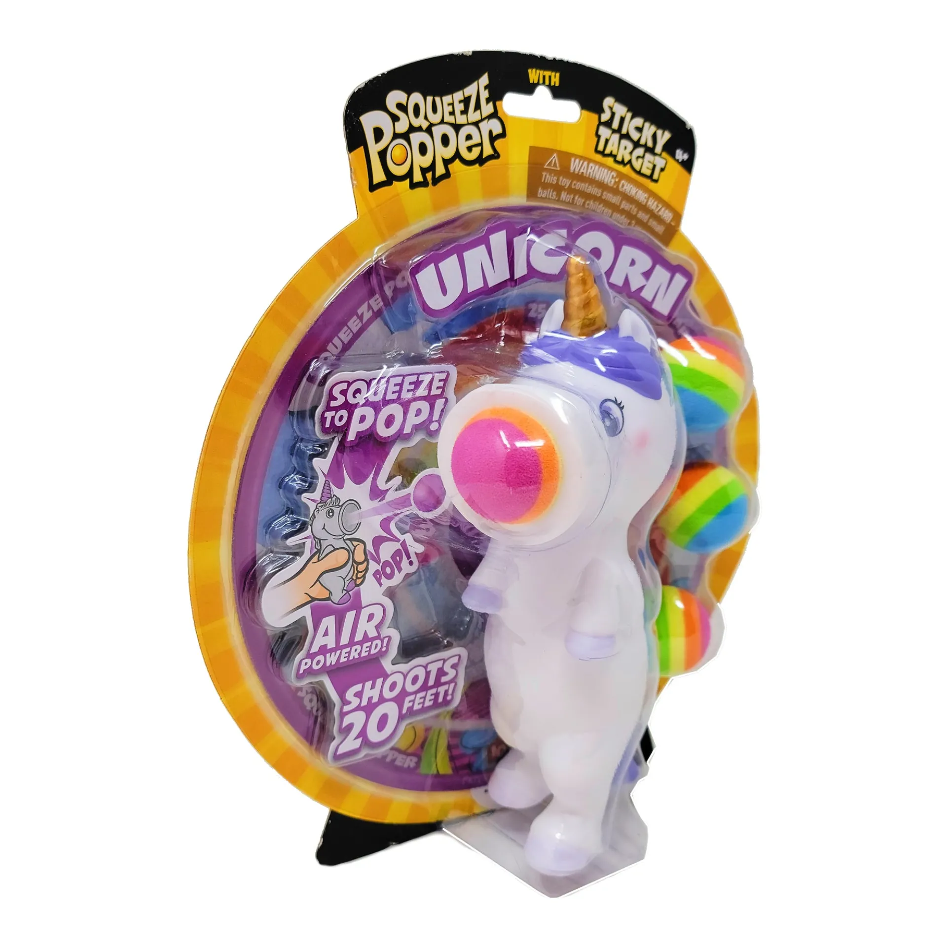 Magical White Unicorn Squeeze Popper with Sticky Target
