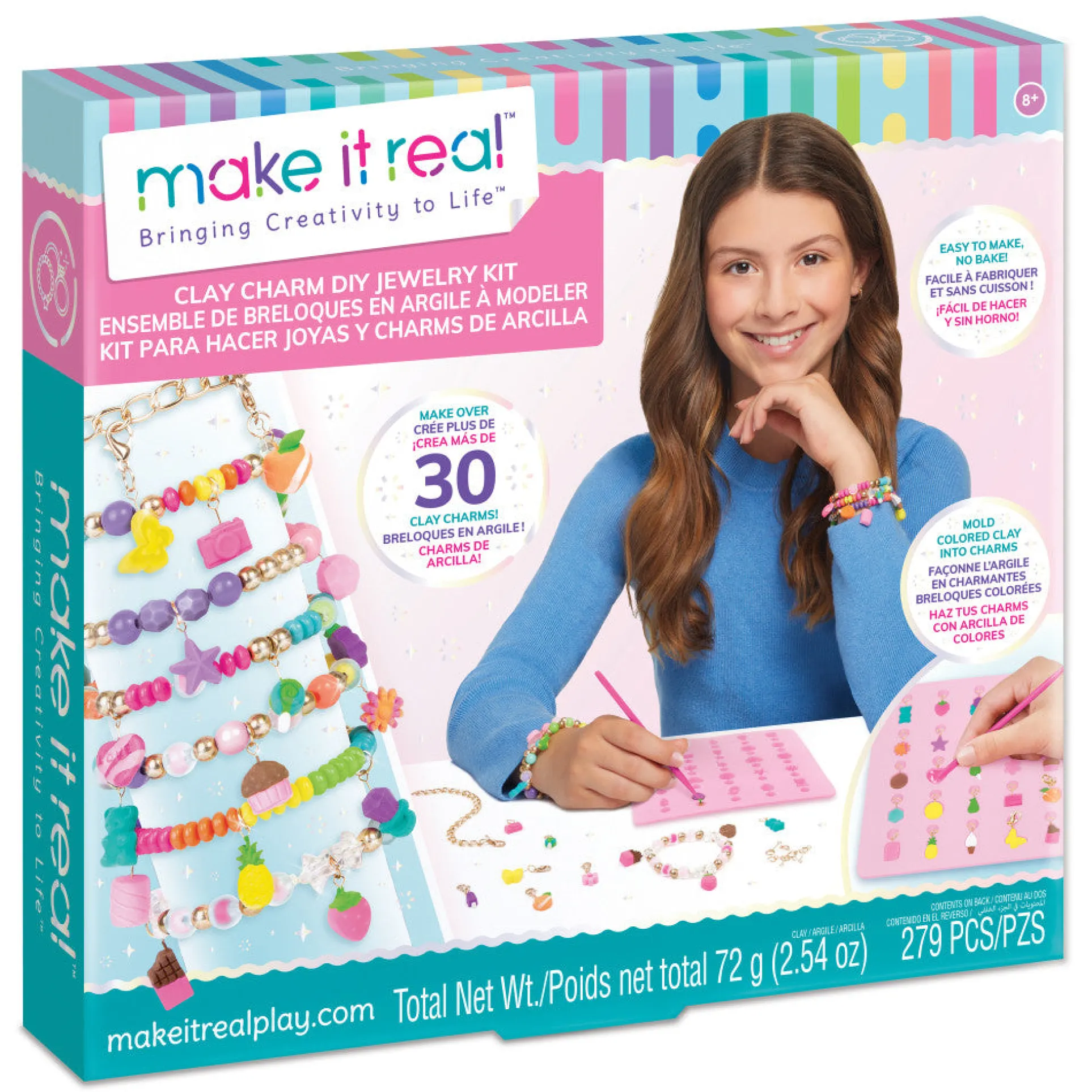 Make It Real Clay Charm Creation Kit - DIY Jewelry Making Set for Kids 8+