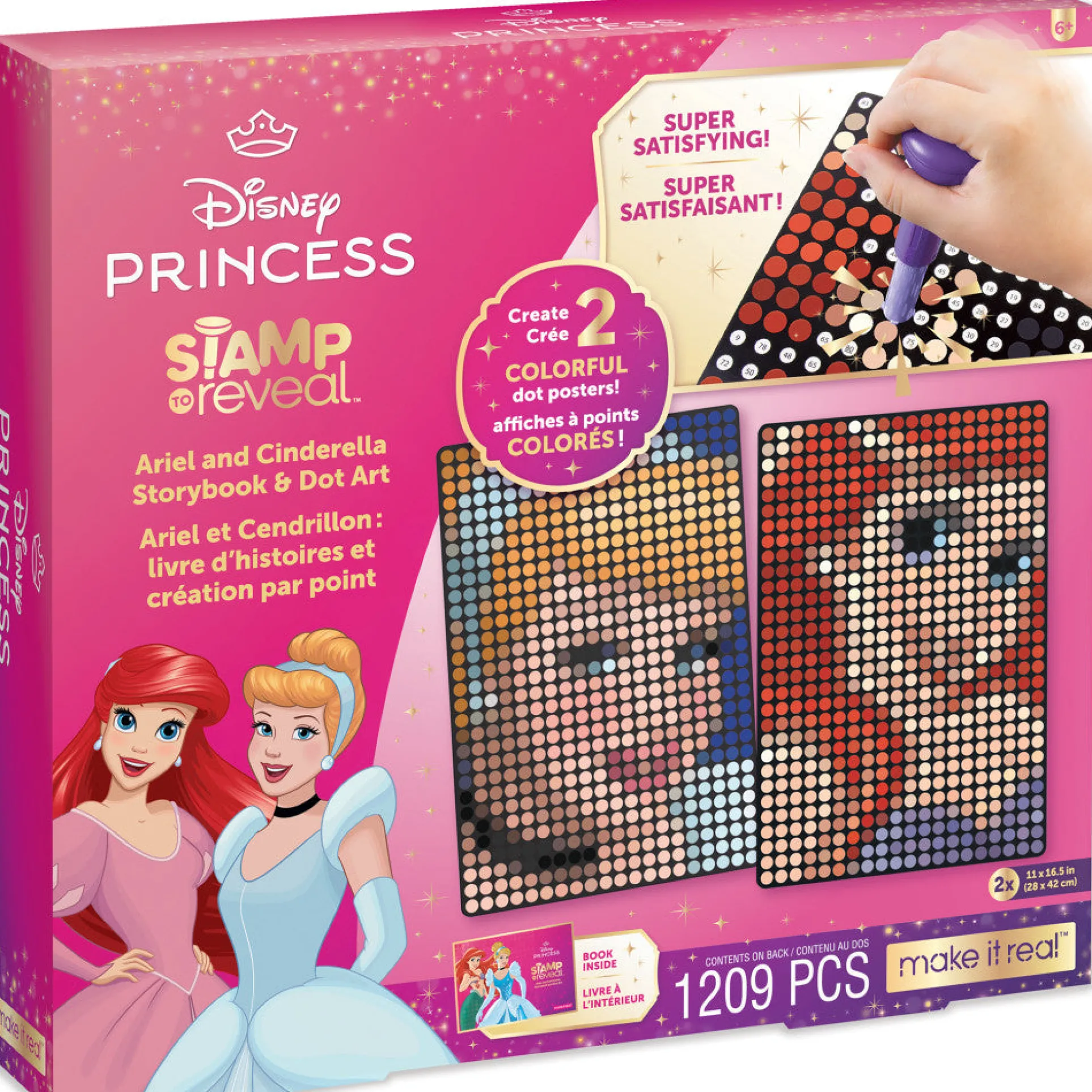 Make It Real Disney Stamp To Reveal Ariel & Cinderella Storybook Dot Art Kit