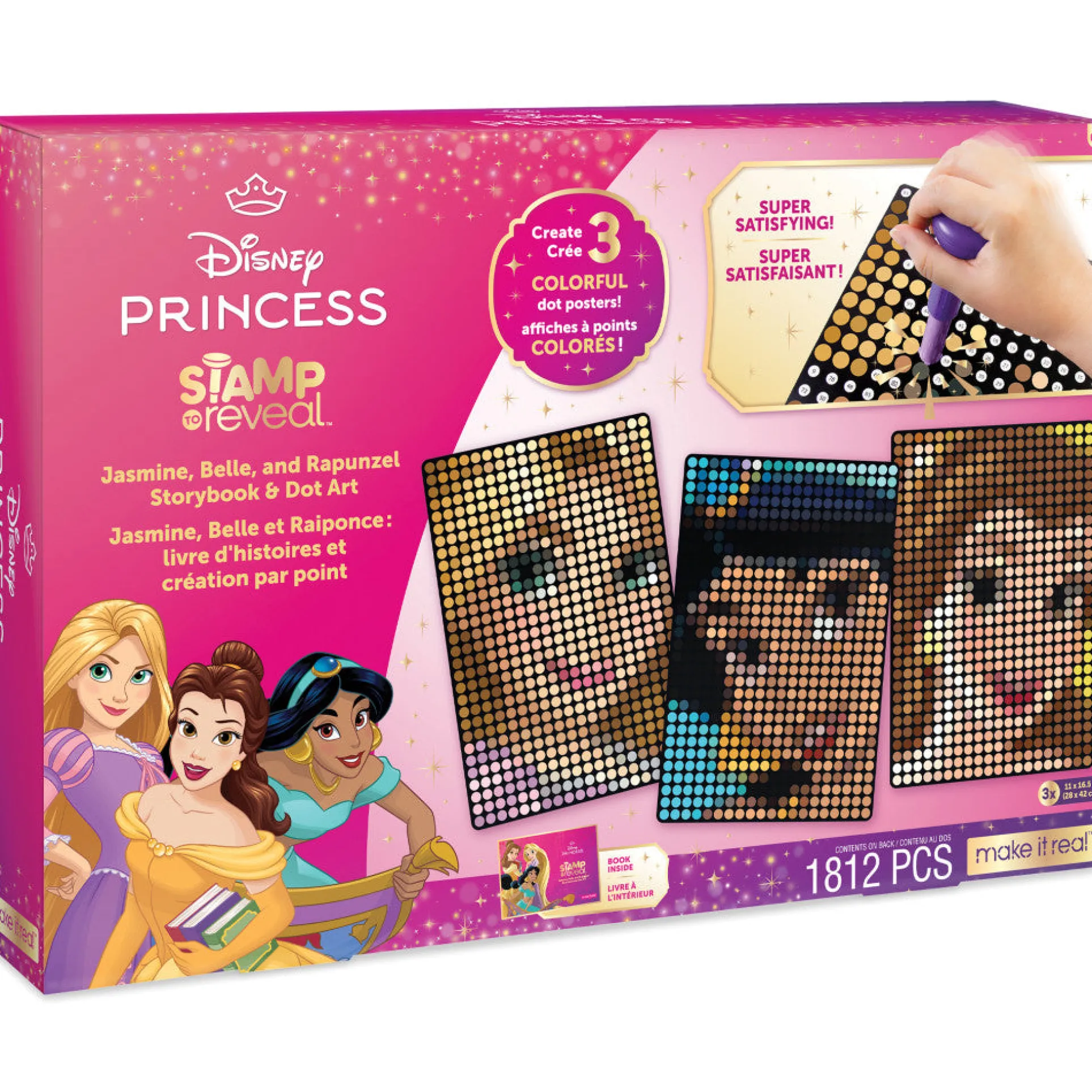 Make It Real Disney Princess Storybook Stamp and Dot Art Kit - Jasmine, Belle, Rapunzel