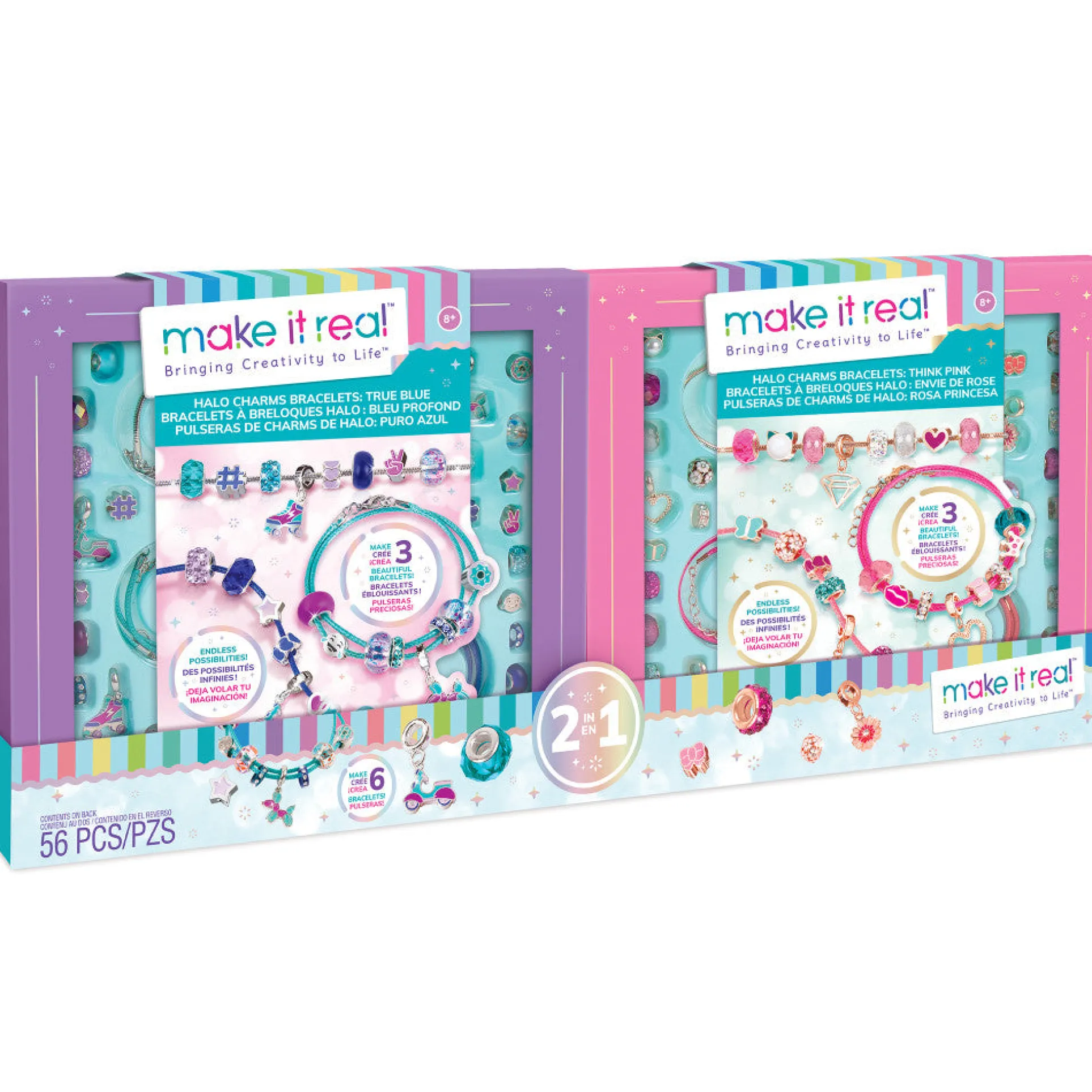 Make It Real Halo Charms 2 Jewelry Making Kit - Think Pink & True Blue