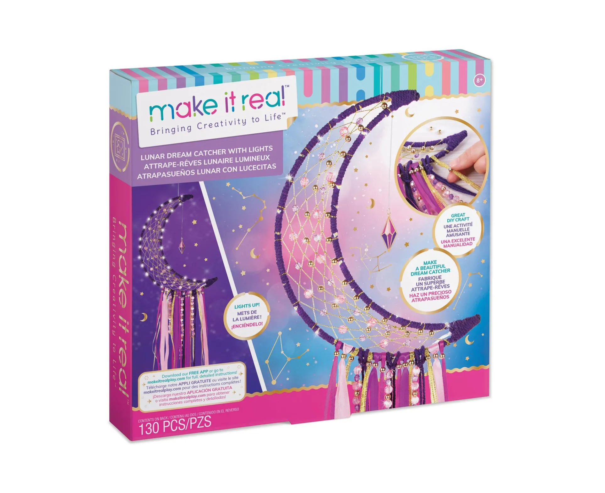 Make It Real Lunar Dream Catcher DIY Kit with Lights - Purple