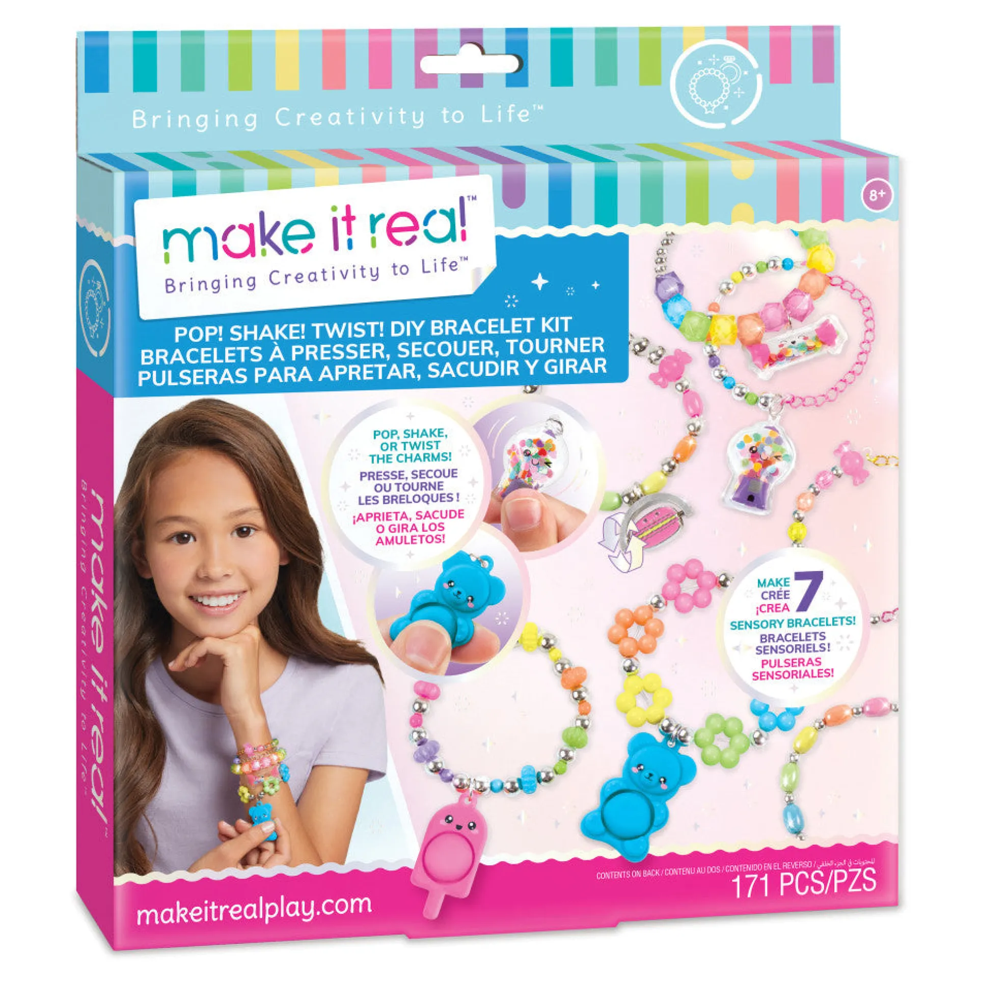 Make It Real Pop! Shake! Twist! Candy-Themed DIY Bracelet Kit for Kids Age 8+
