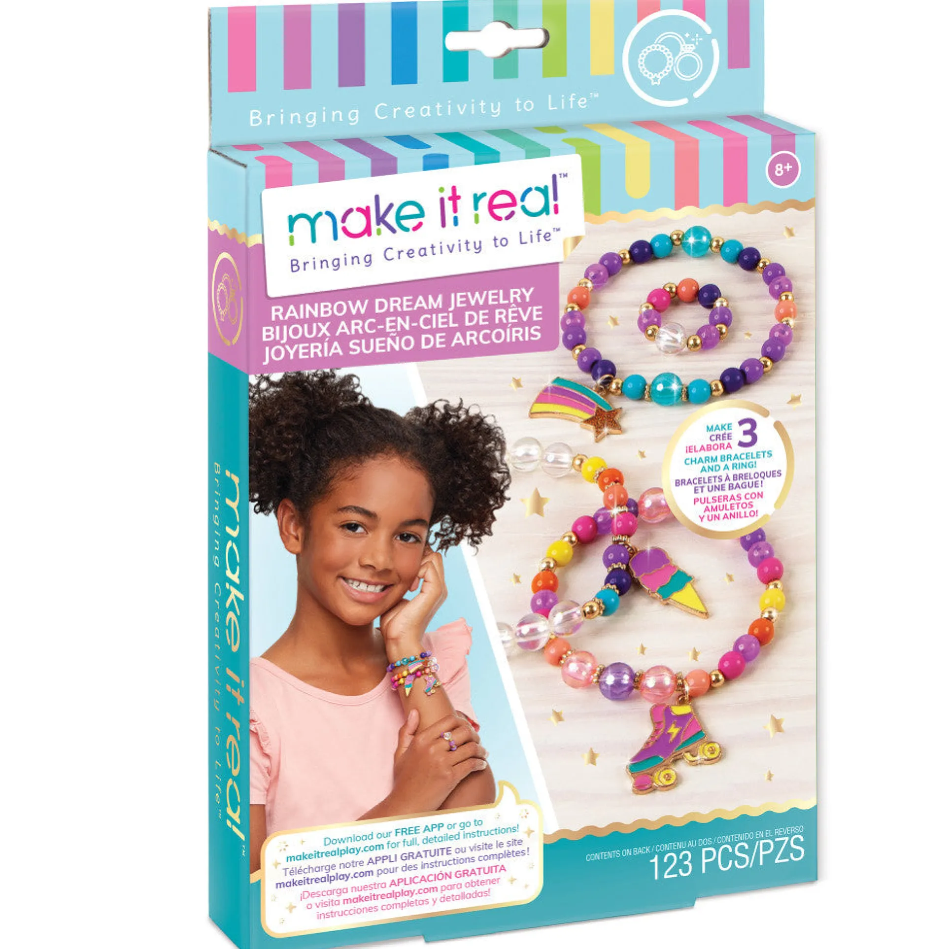 Make It Real Rainbow Dream Charm Bracelet and Ring Jewelry Kit