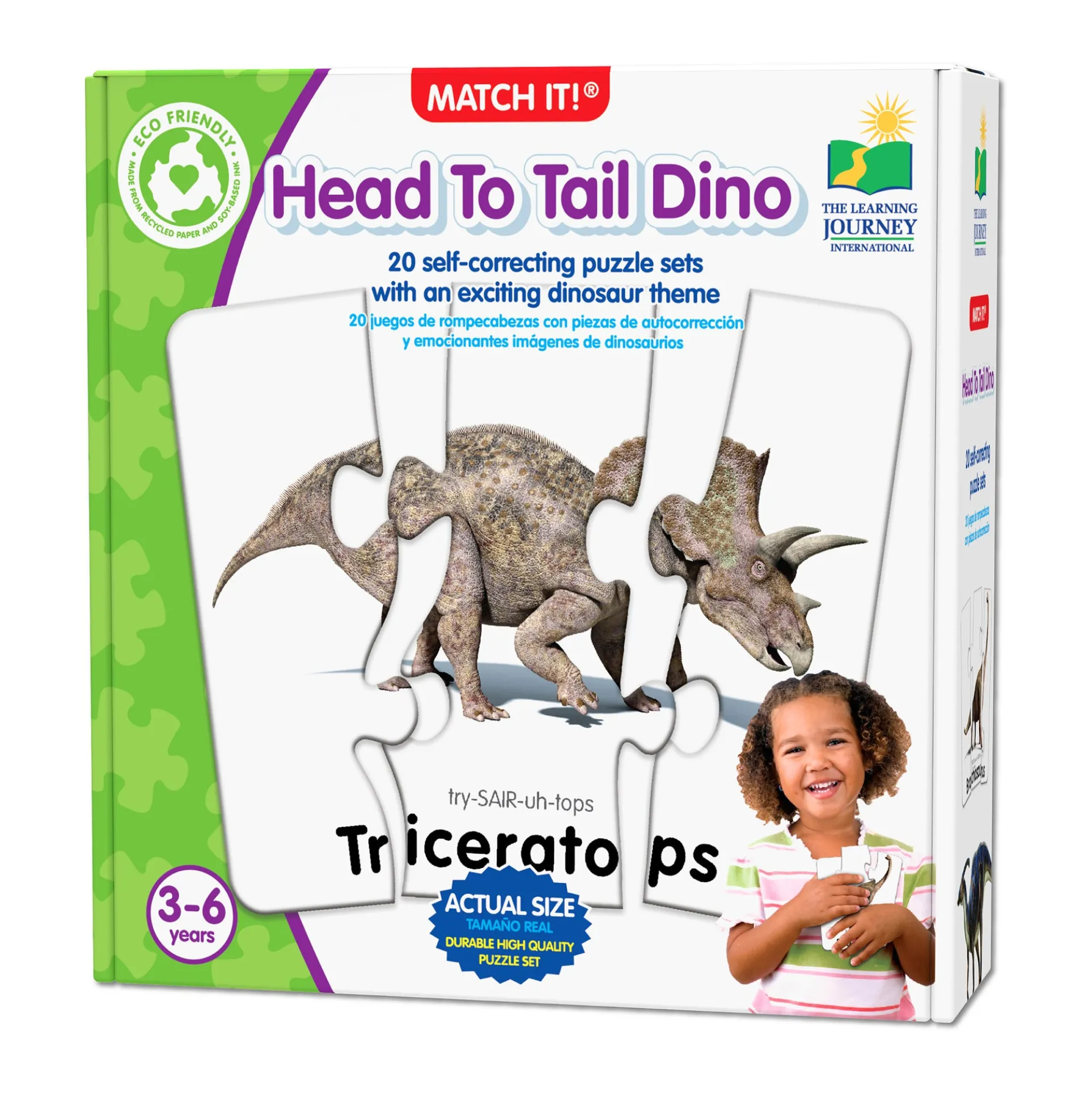 Match It! Jurassic Journey 20 pc Head to Tail Dinosaur Puzzle