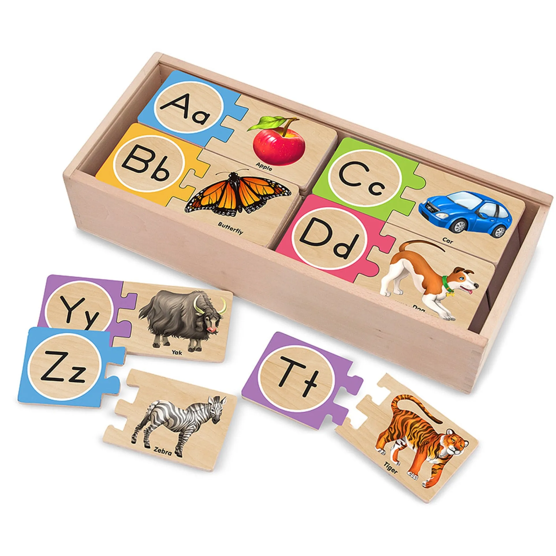 Melissa & Doug Alphabet Adventure Wooden Puzzle - Self-Correcting Letter Pieces