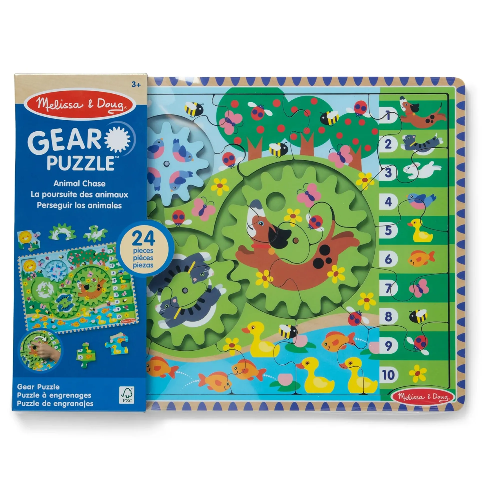 Melissa & Doug Animal Chase I-Spy Wooden Gear Puzzle - 24 pc