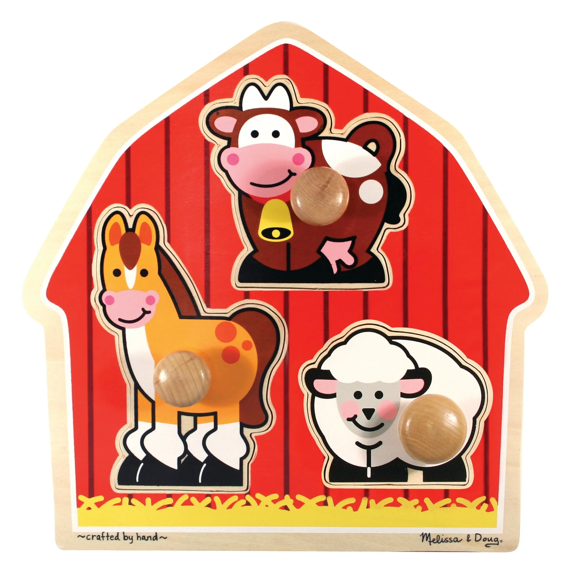 Melissa & Doug Barnyard Animals 3 pc Wooden Peg Puzzle