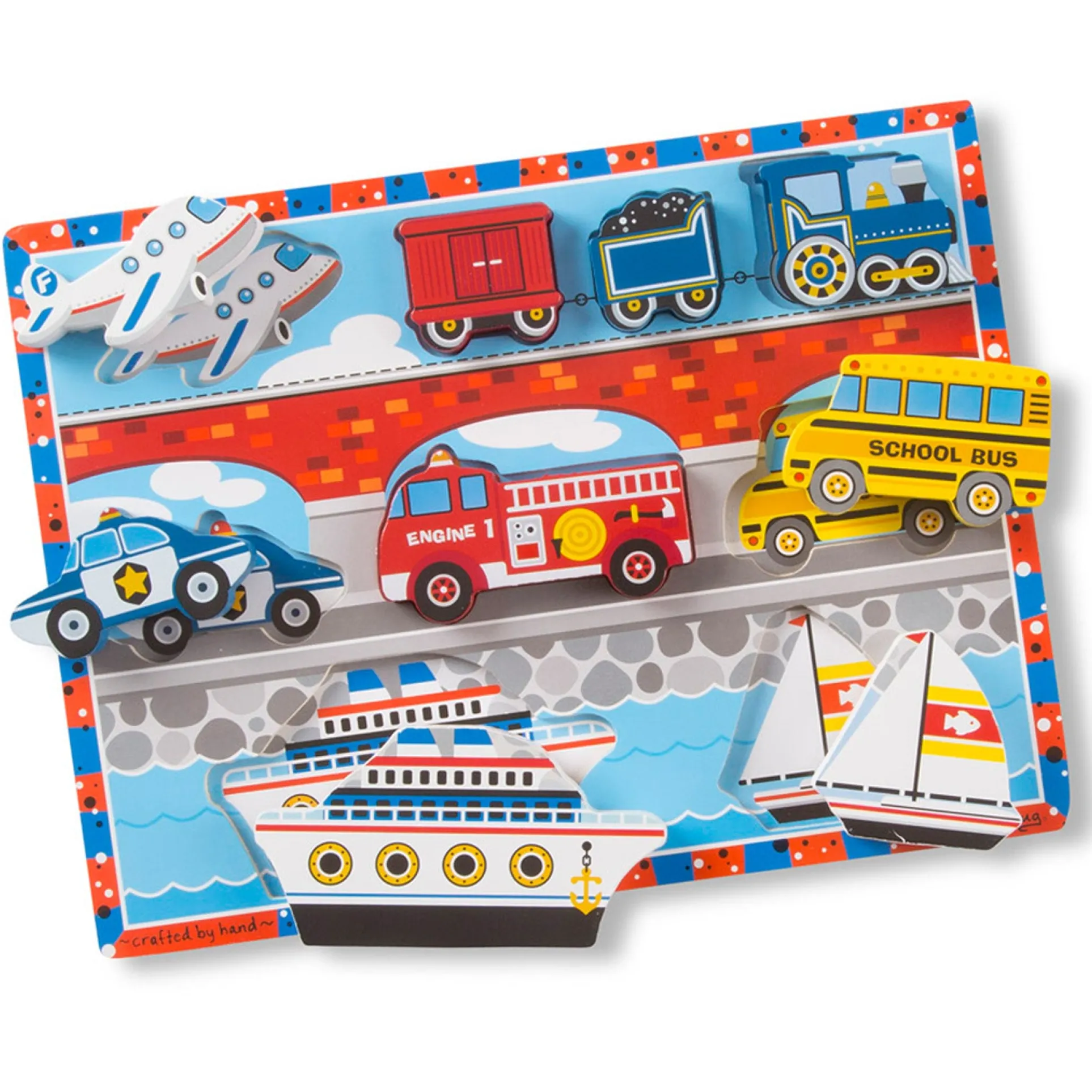 Melissa & Doug Chunky Vehicles Wooden Puzzle - 9 pc