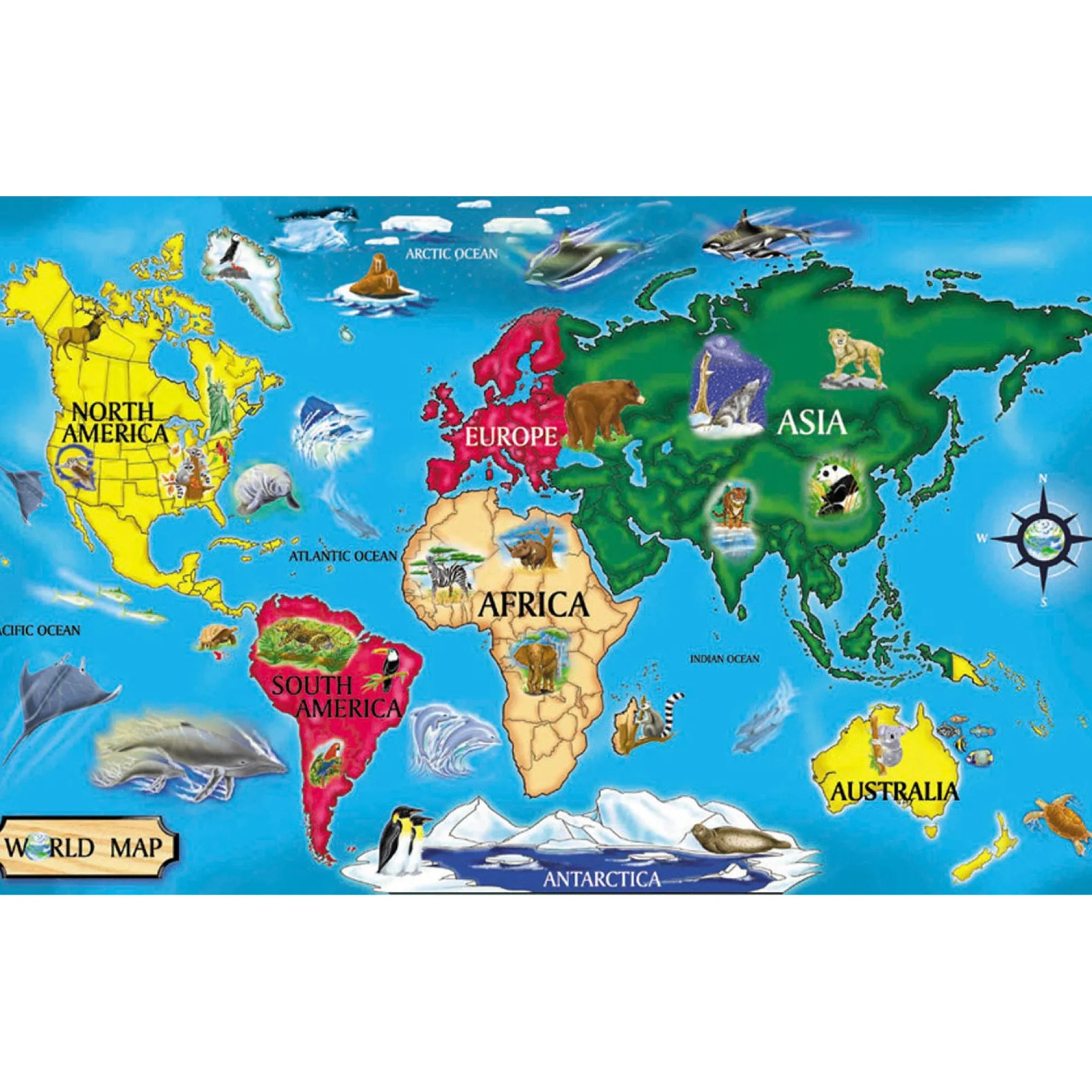 Melissa & Doug Colorful World Map Floor Puzzle - 33 pc