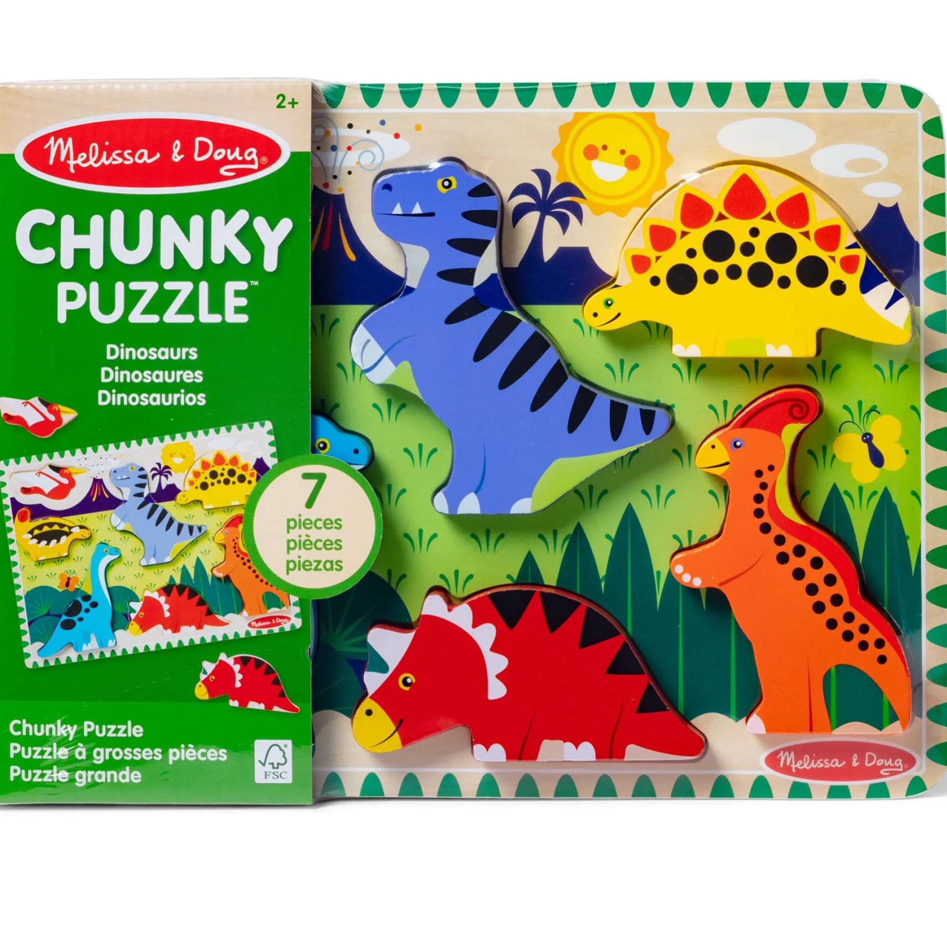 Melissa & Doug Dinosaur Theme 7-Piece Wooden Chunky Puzzle