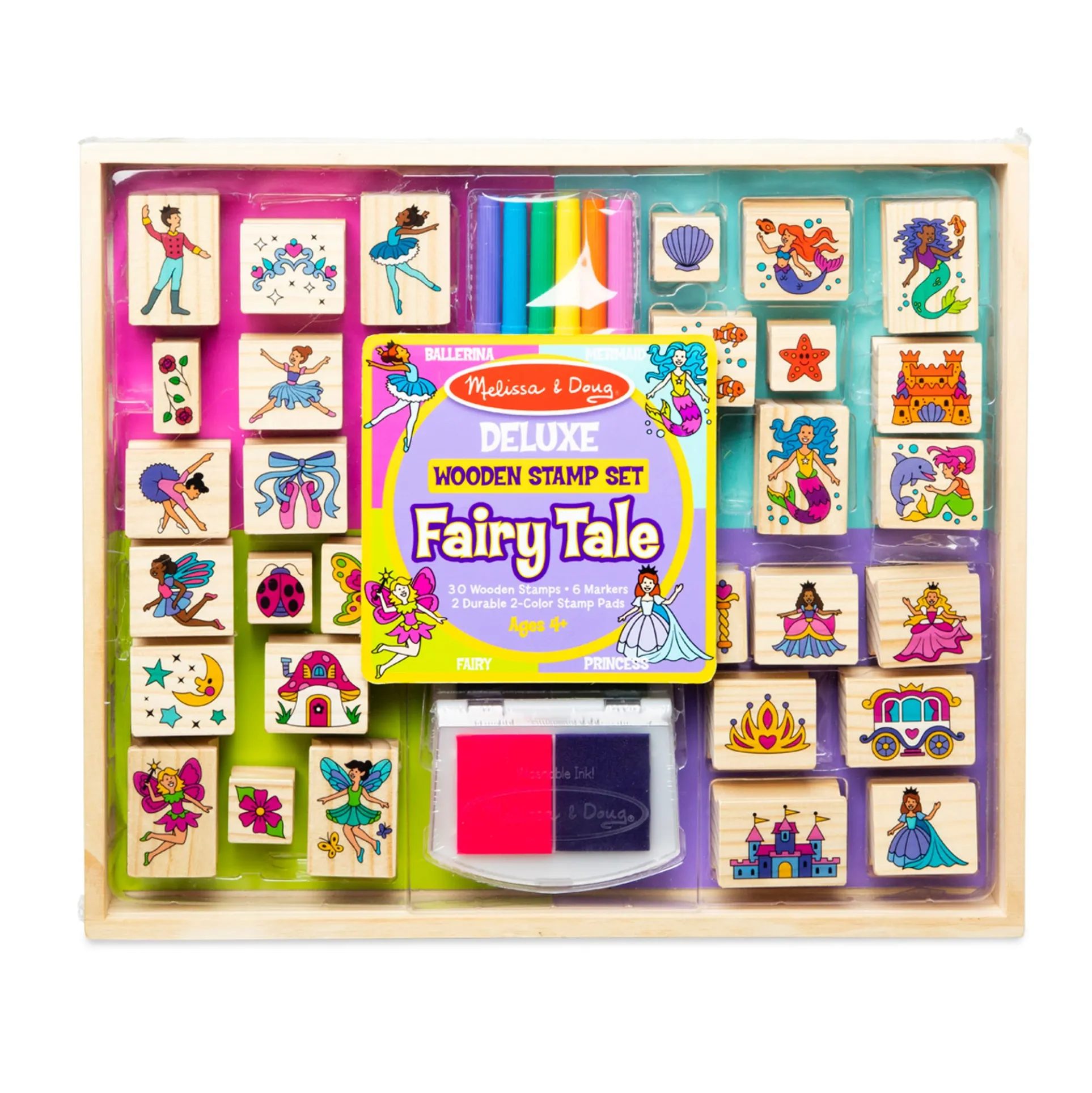 Melissa & Doug Fairy Tale Deluxe Wooden Stamp & Coloring Set