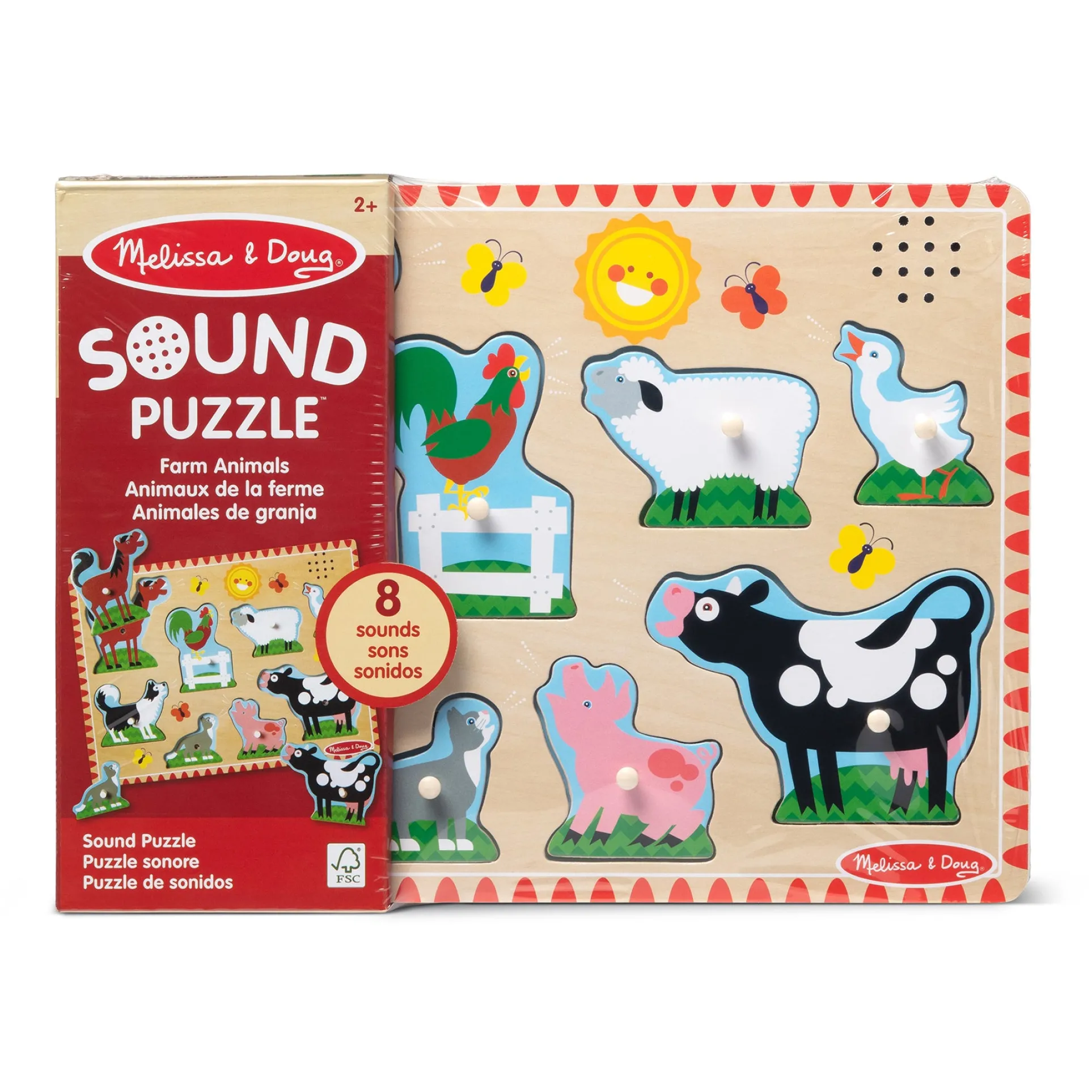 Melissa & Doug Farm Animals Sound Puzzle - 8-Piece Interactive Learning Toy