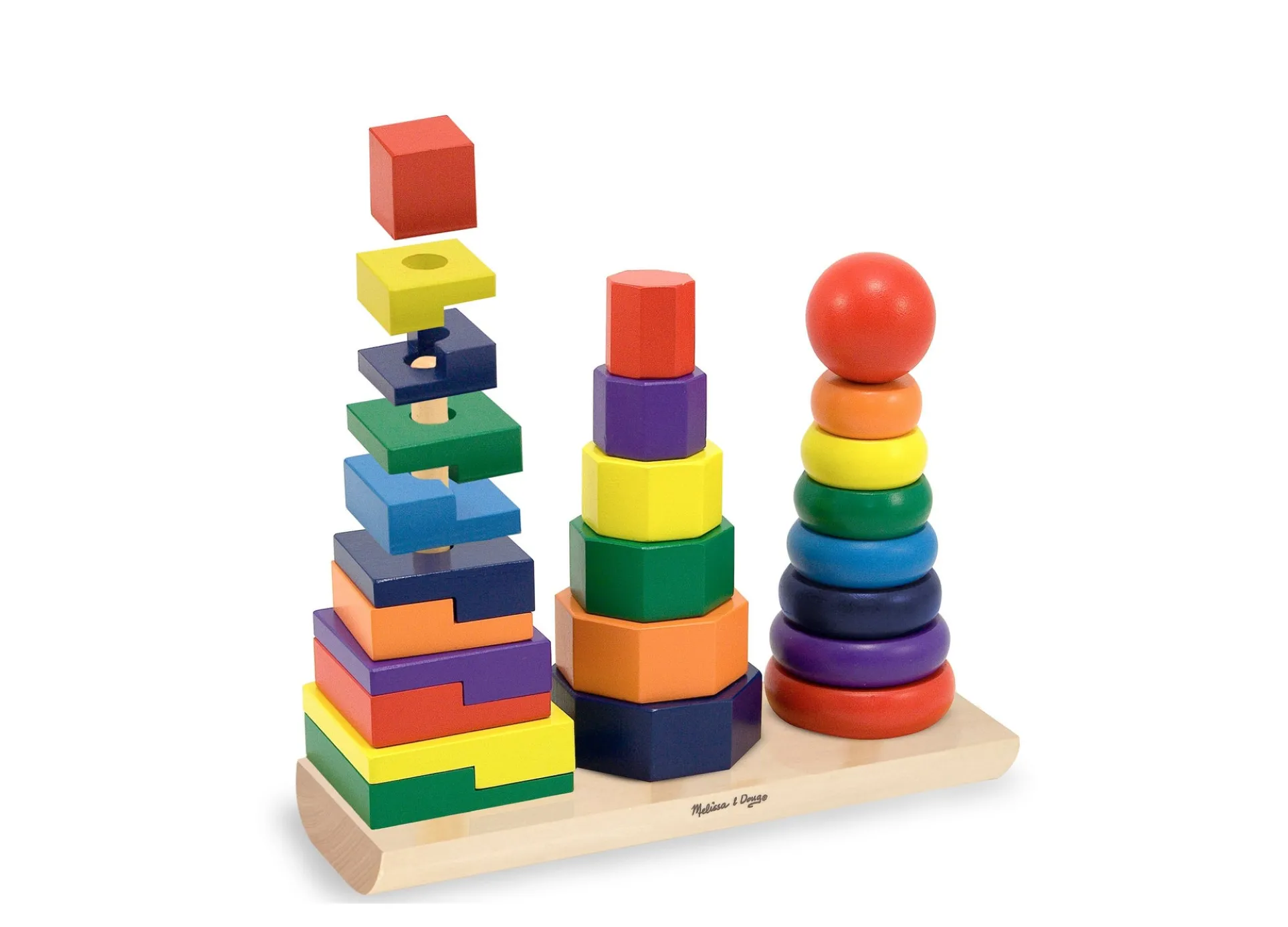 Melissa & Doug Geometric Stacker - Educational Toddler Toy with 25 Colorful Wooden Pieces