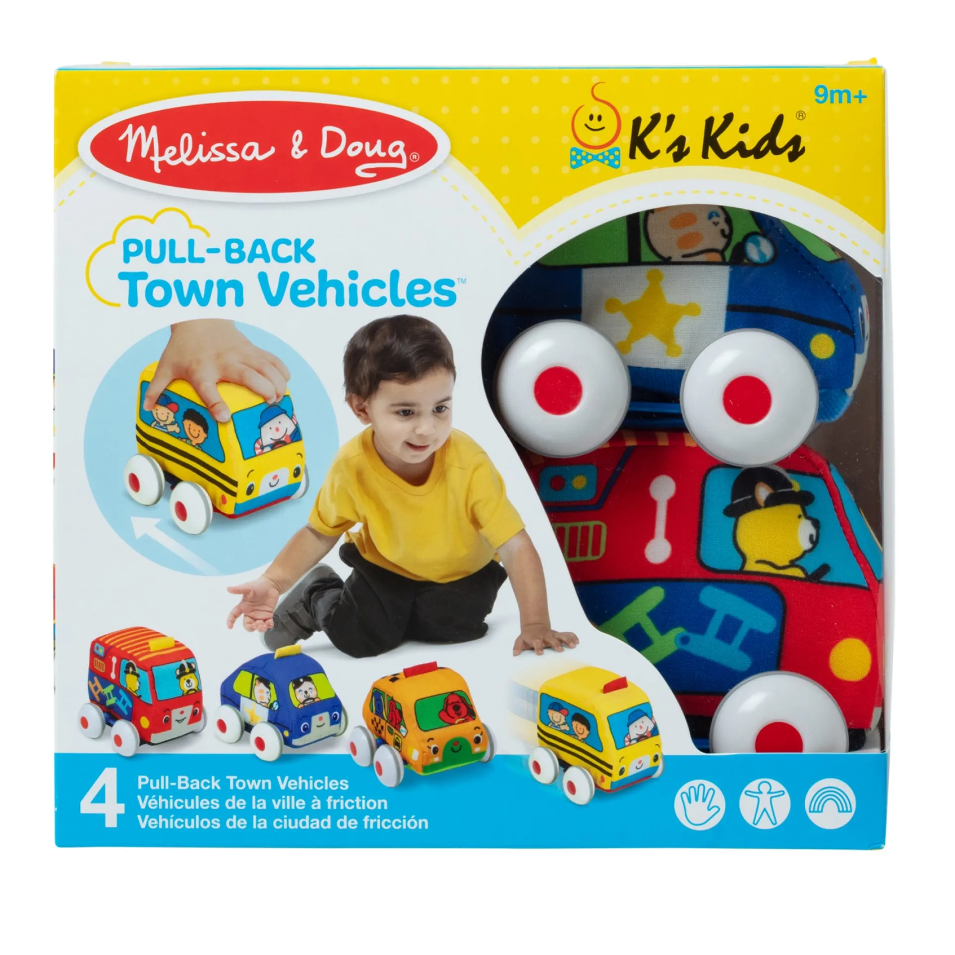 Melissa & Doug K's Kids Pull-Back Vehicle Set ‚Äì Soft Baby Toy