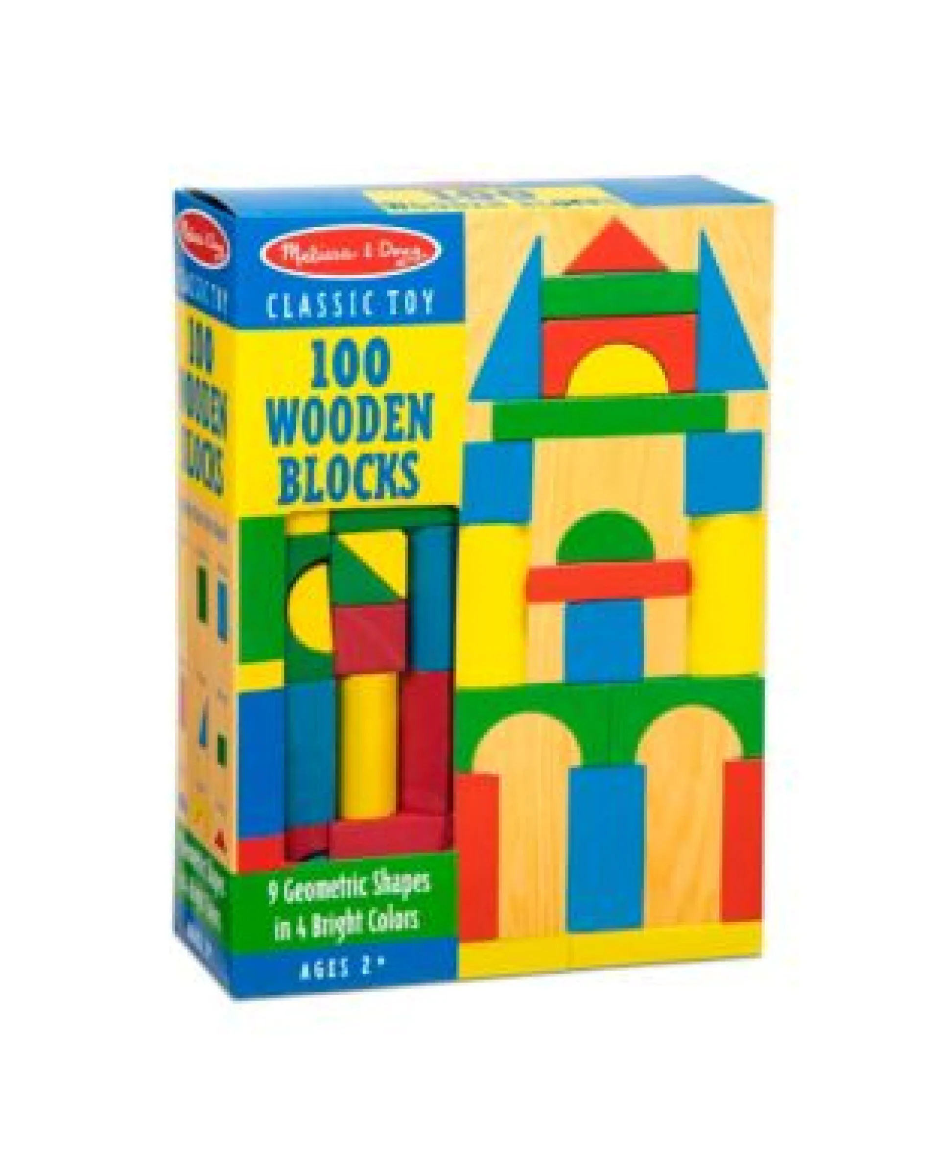 Melissa & Doug 100-Piece Painted Wood Blocks Set - Colorful Building Toy