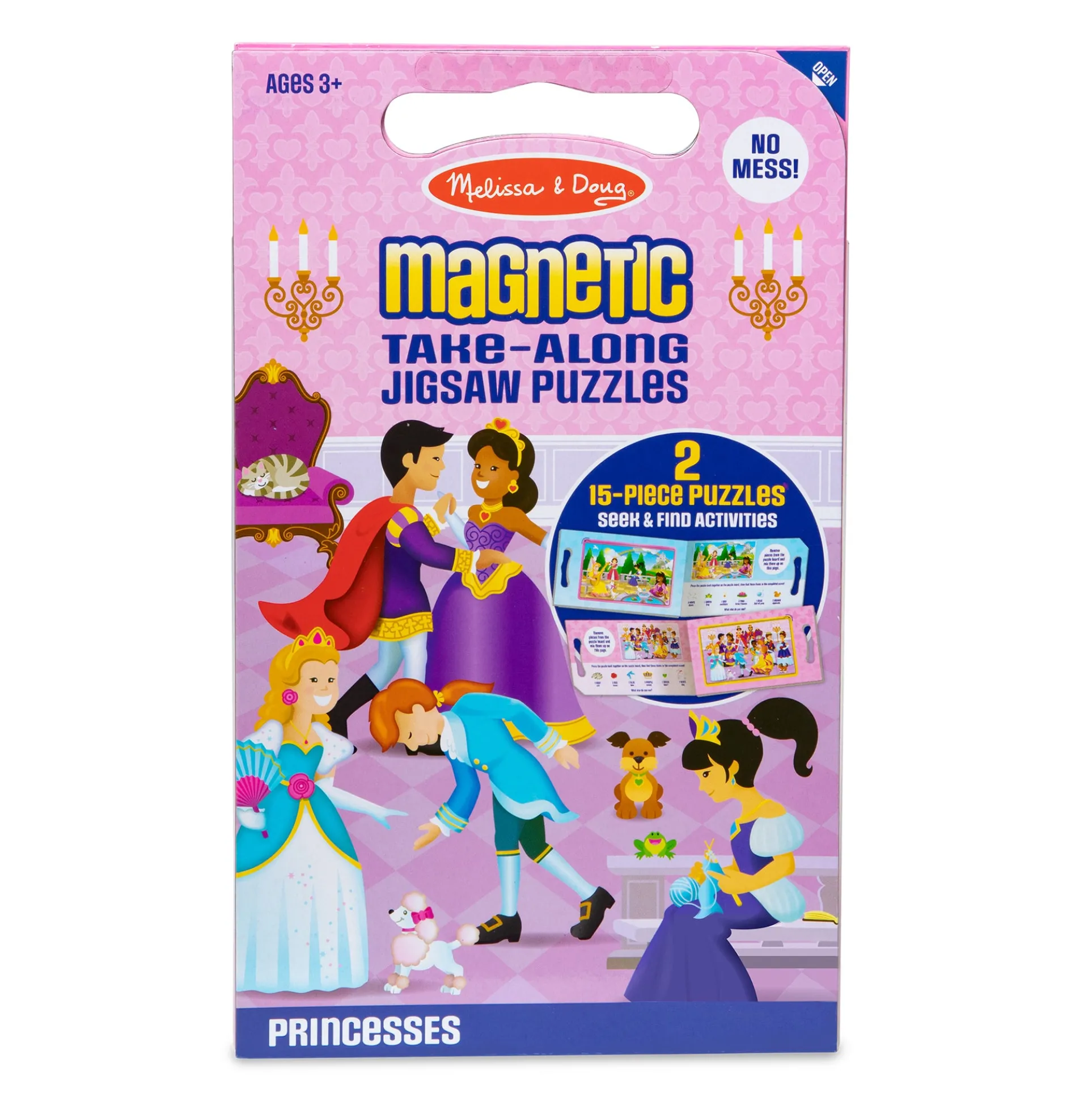Melissa & Doug Princess 2-Pack Take Along Magnetic Jigsaw Puzzles – 15 pc