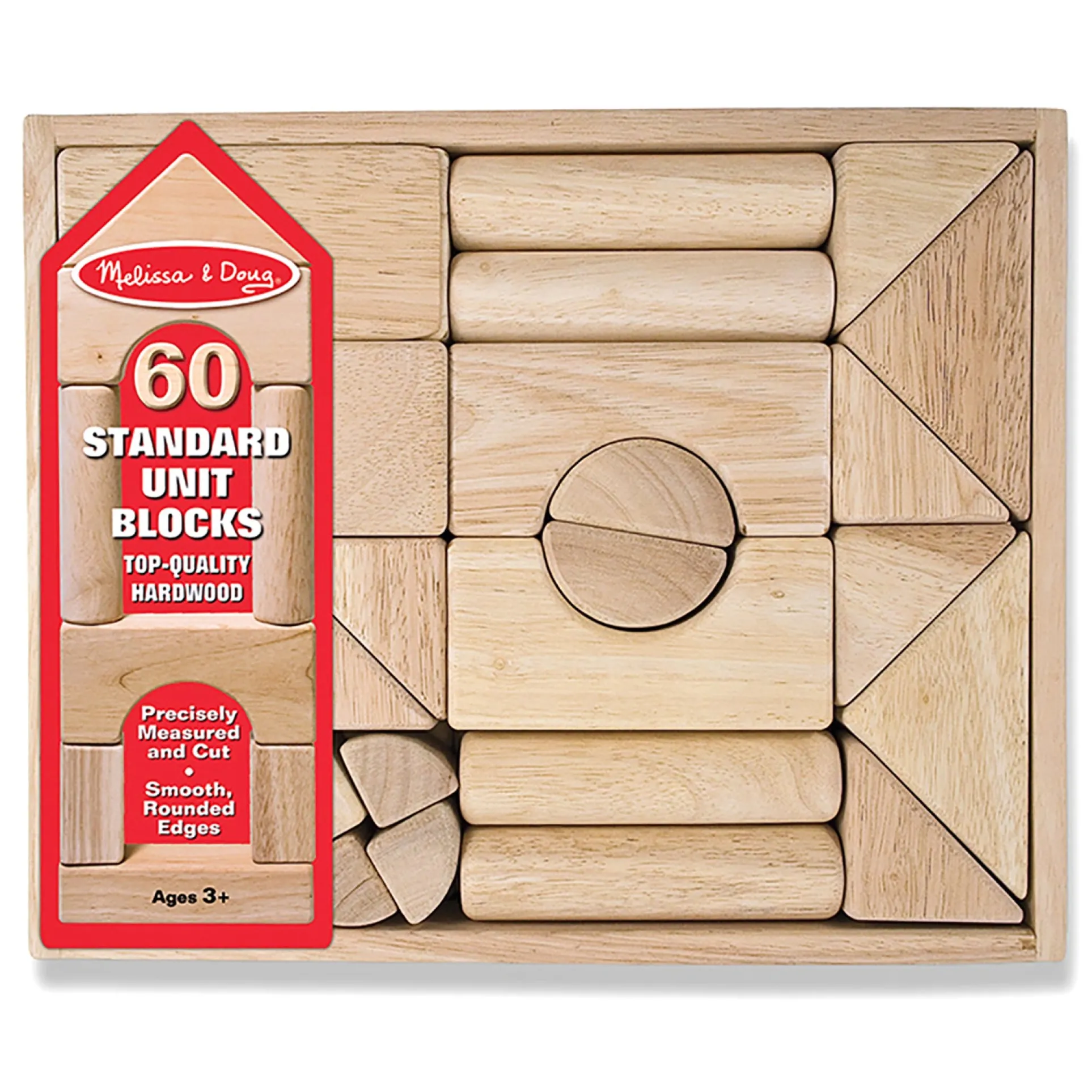Melissa & Doug Standard Unit Blocks - 60 Piece Hardwood Building Block Set