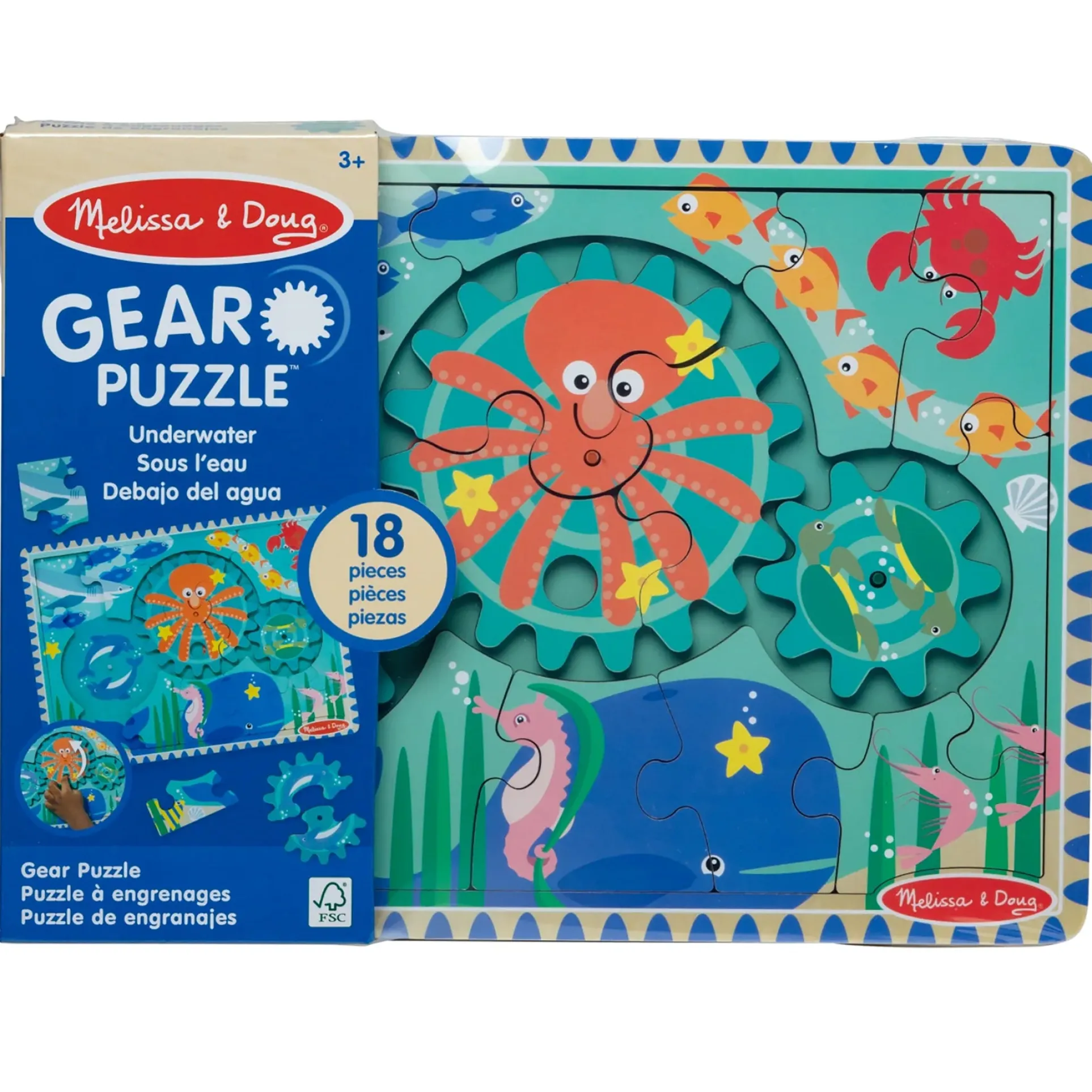 Melissa & Doug Underwater Adventure Wooden Gear Puzzle - Ocean Theme