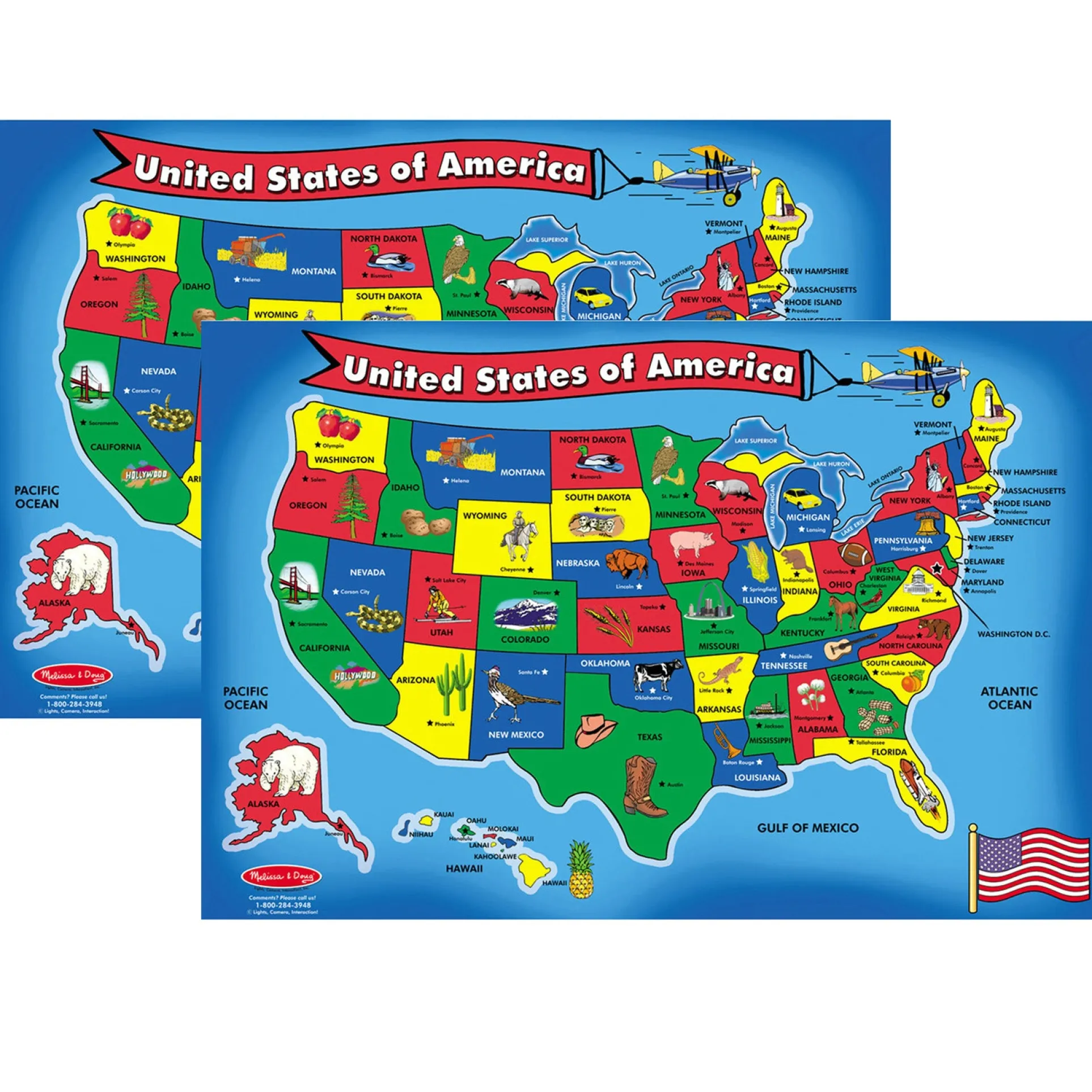 Melissa & Doug U.S. Map Floor Puzzle - 51 Pieces, 2 Pack