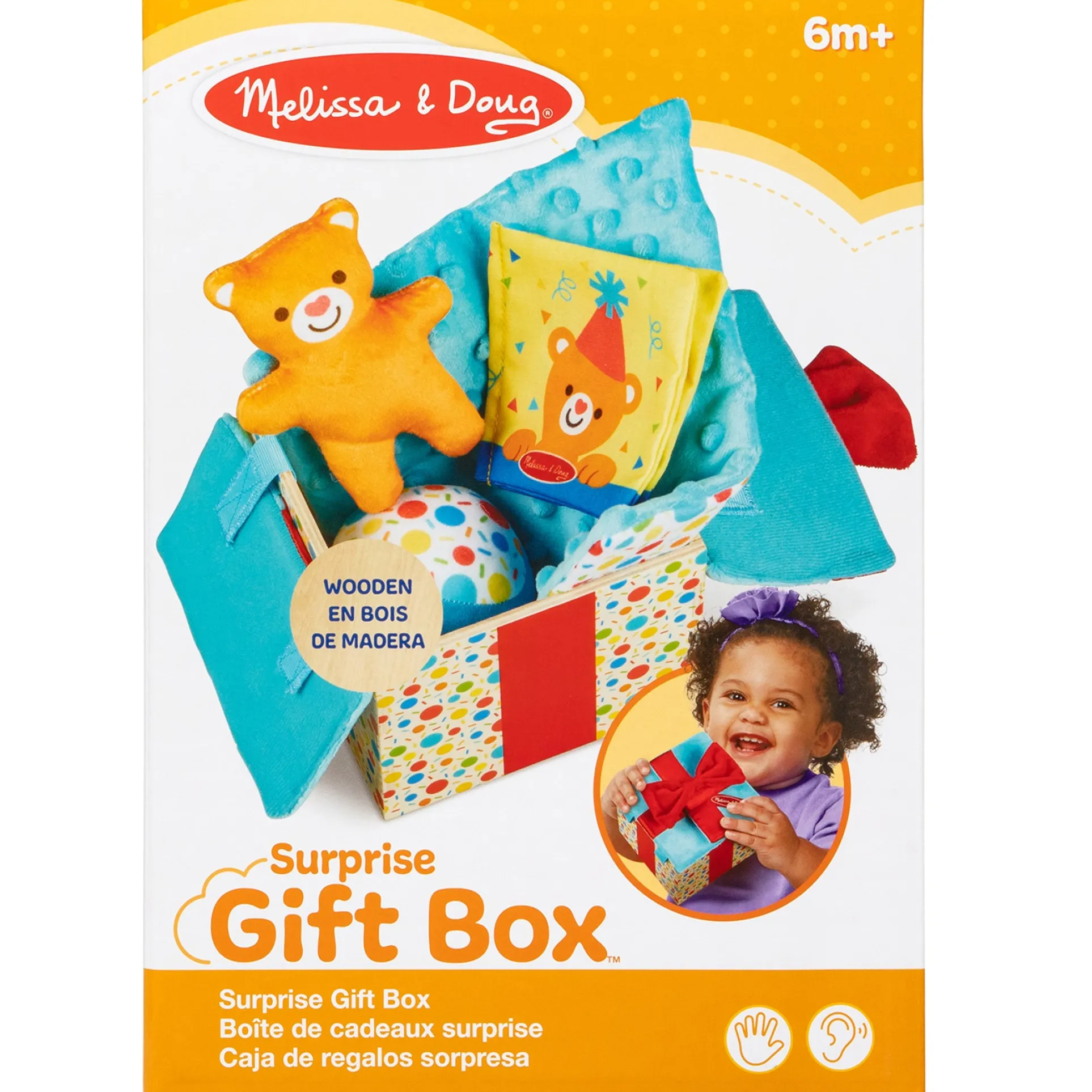 Melissa & Doug Wooden Surprise Gift Box ‚Äì Interactive Sensory Toy