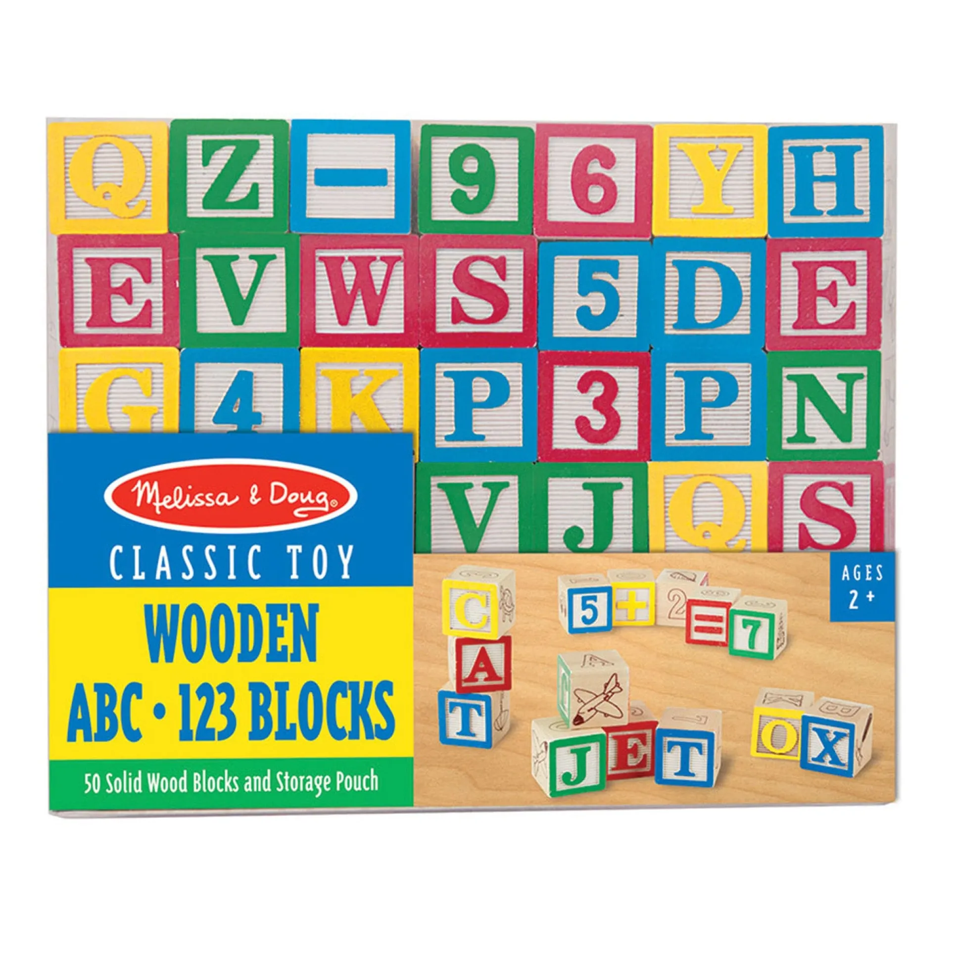 Melissa & Doug Wooden ABC/123 Block Set - 50 Piece Educational Toy