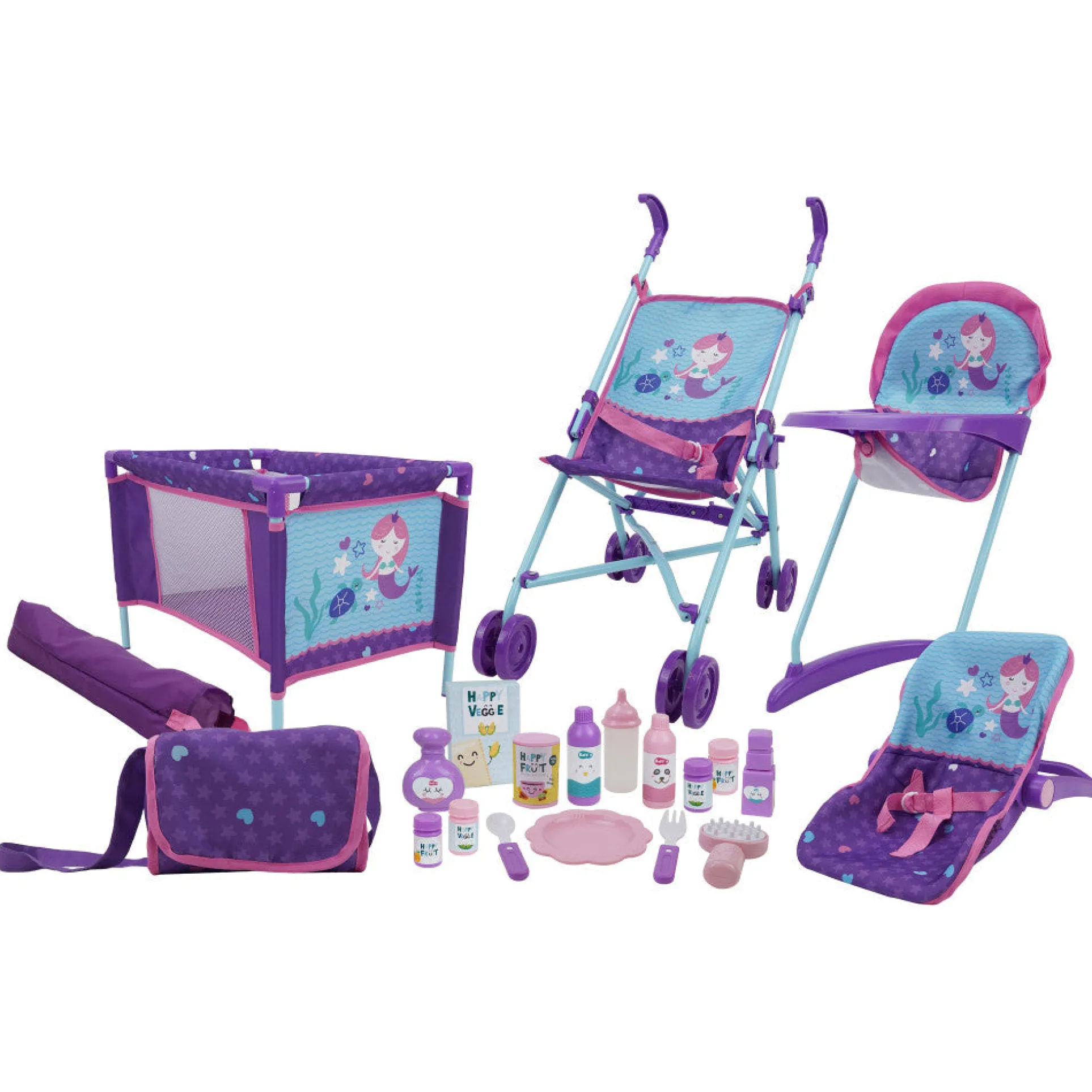 Mermaid Fantasy 21-Piece Doll Care and Play Set