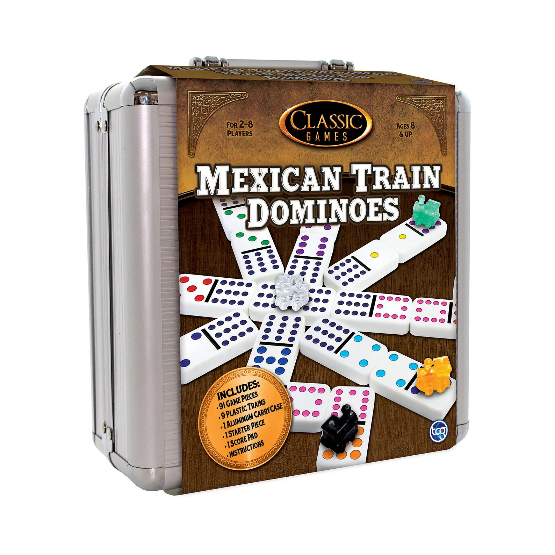 Mexican Train Dominoes with Aluminum Carrying Case