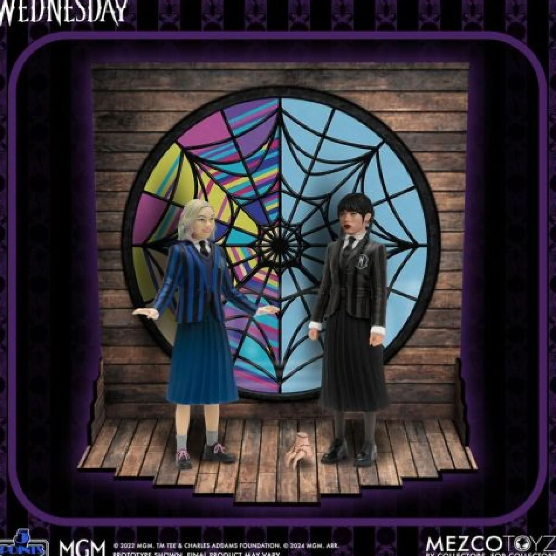 Mezco 5 Points Nevermore Academy Collectible Action Figures - Wednesday and Enid Set