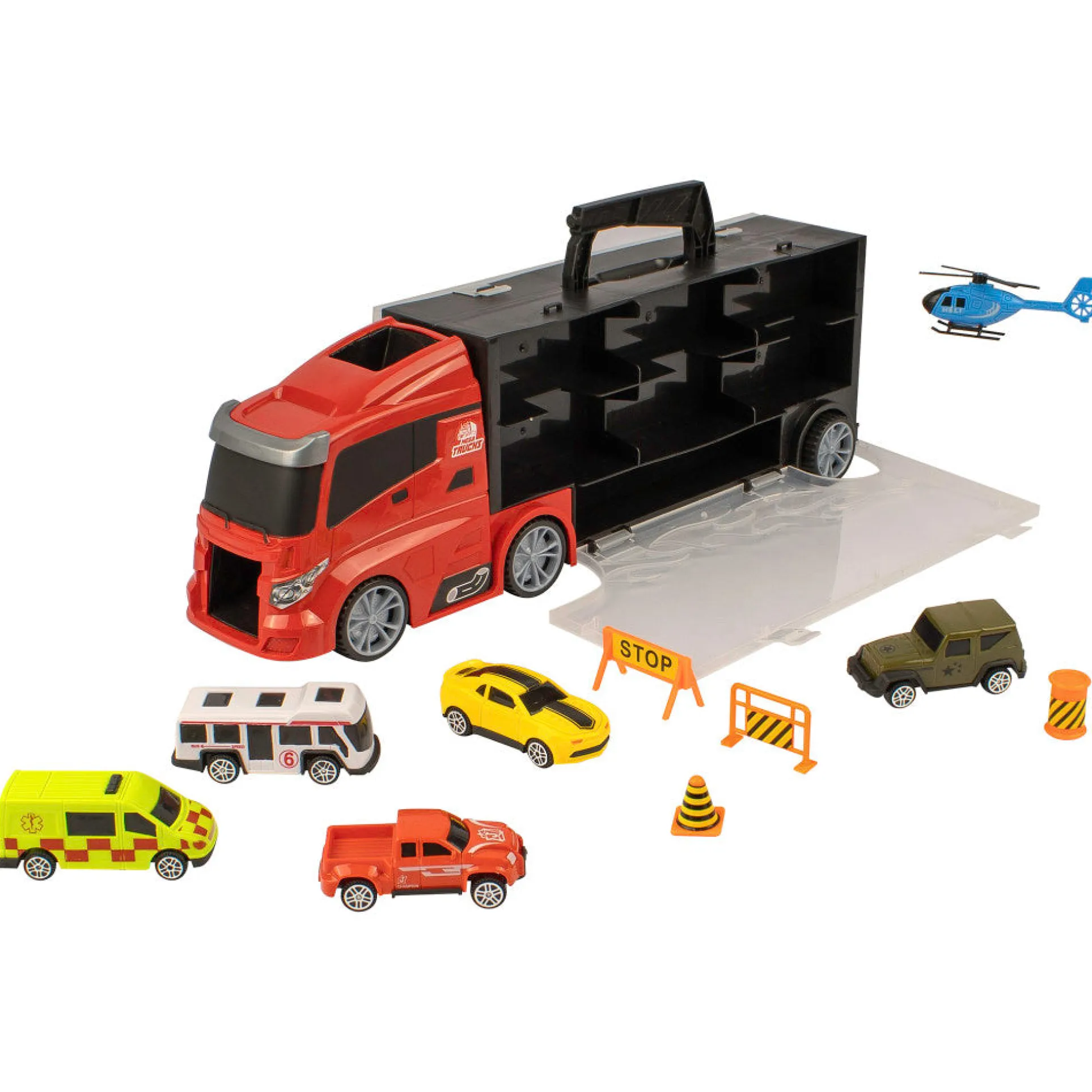 Mighty Motors Mega Big Rig Red Carry Case with Die-Cast Vehicles