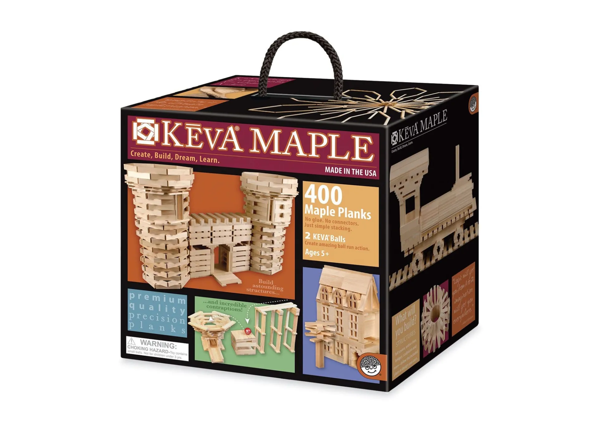 MindWare KEVA Maple 400-Piece Premium Plank Set with Guidebook and Canvas Tote
