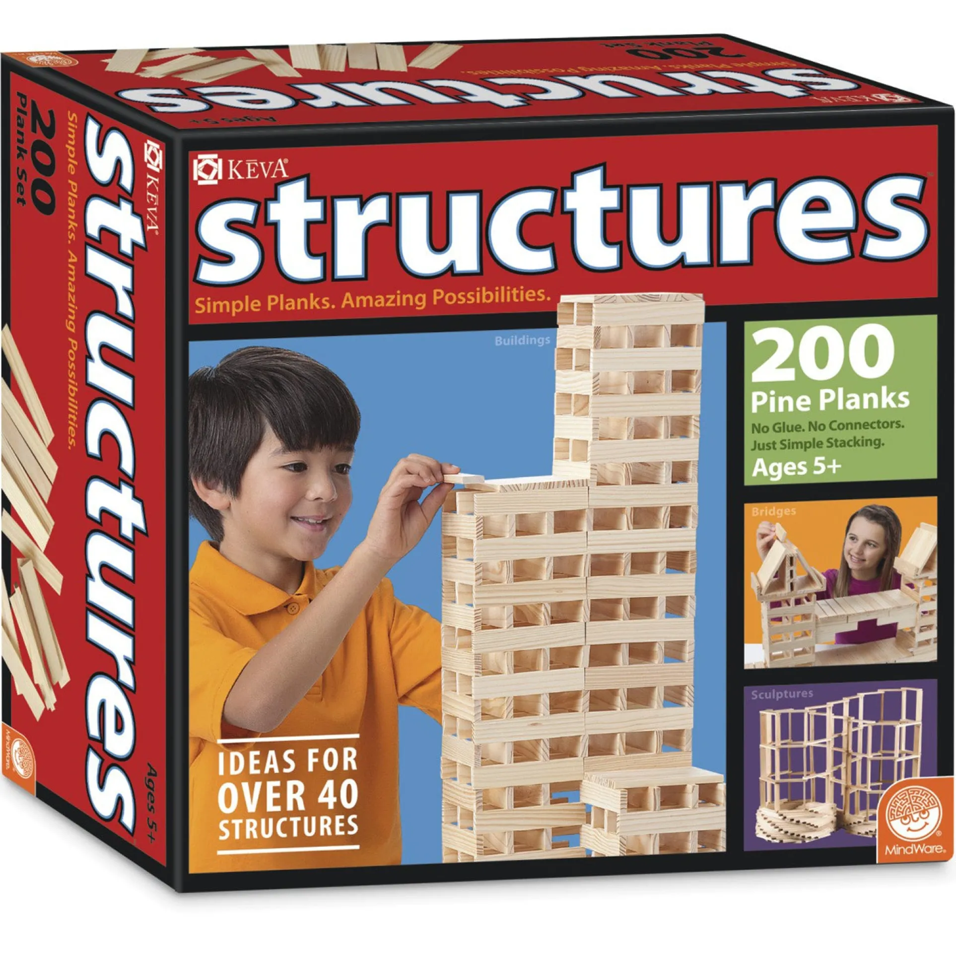 MindWare KEVA Structures 600-Piece Pine Plank Building Set