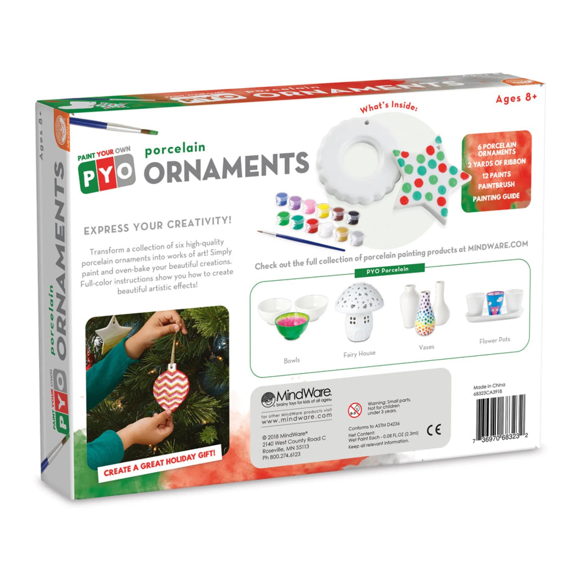 MindWare Paint Your Own Porcelain Christmas Ornaments Craft Kit