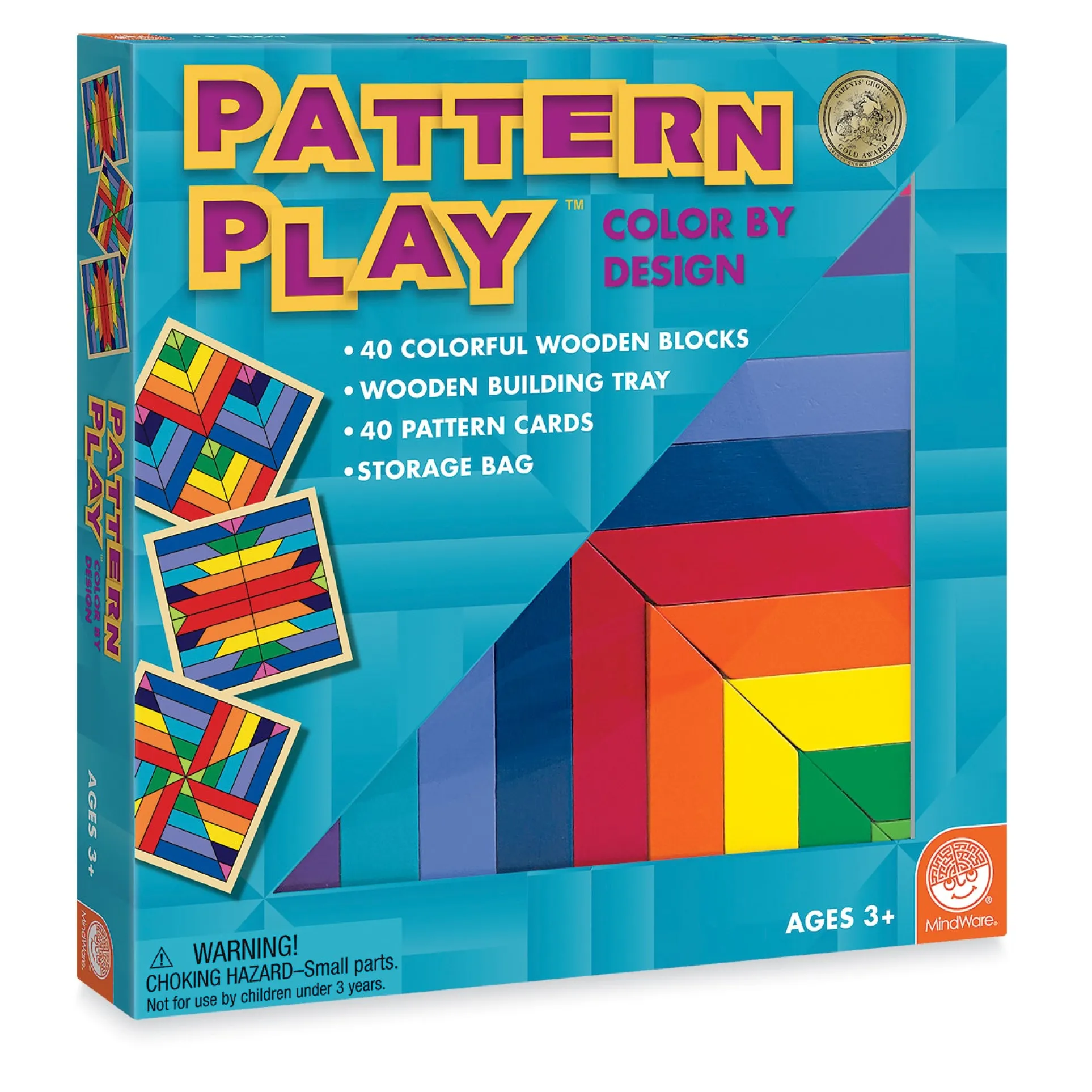 MindWare Pattern Play Colorful Wooden Block Set - 40 Pieces