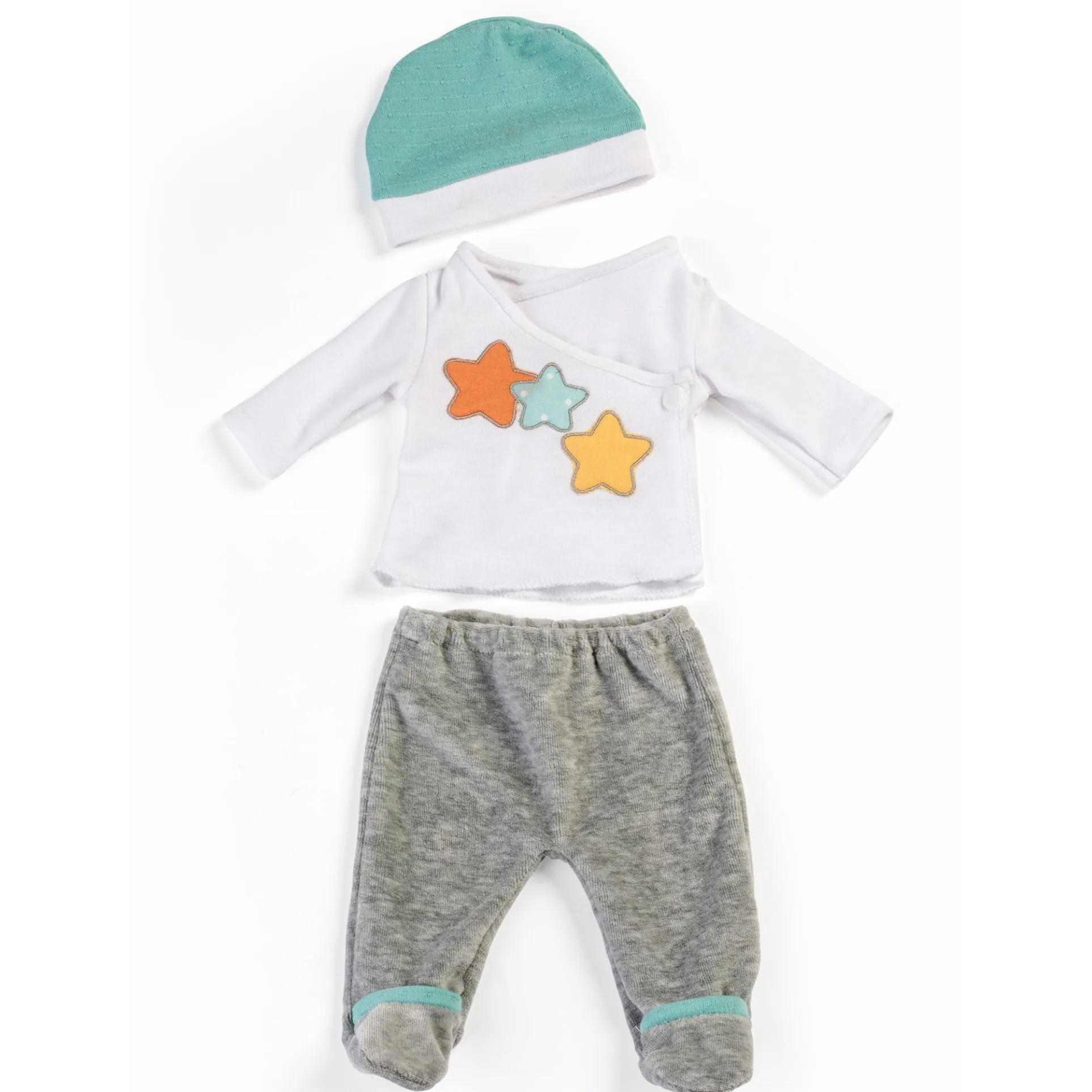 Miniland 15" Doll Gray Pajama Set with Cap, Gender Neutral