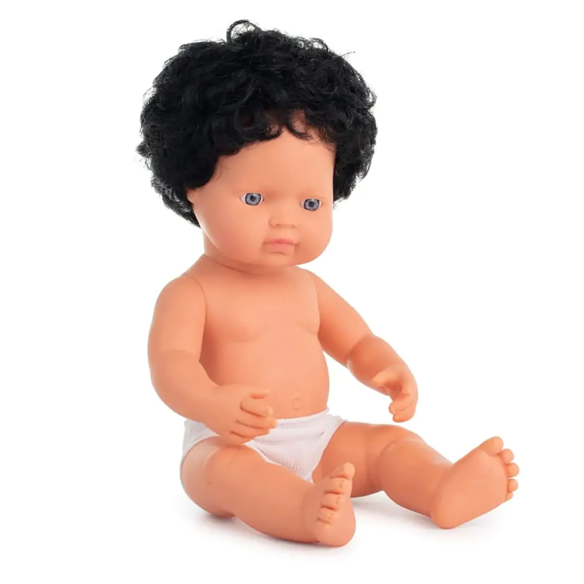 Miniland 15 inch Curly Haired Baby Doll with Underwear