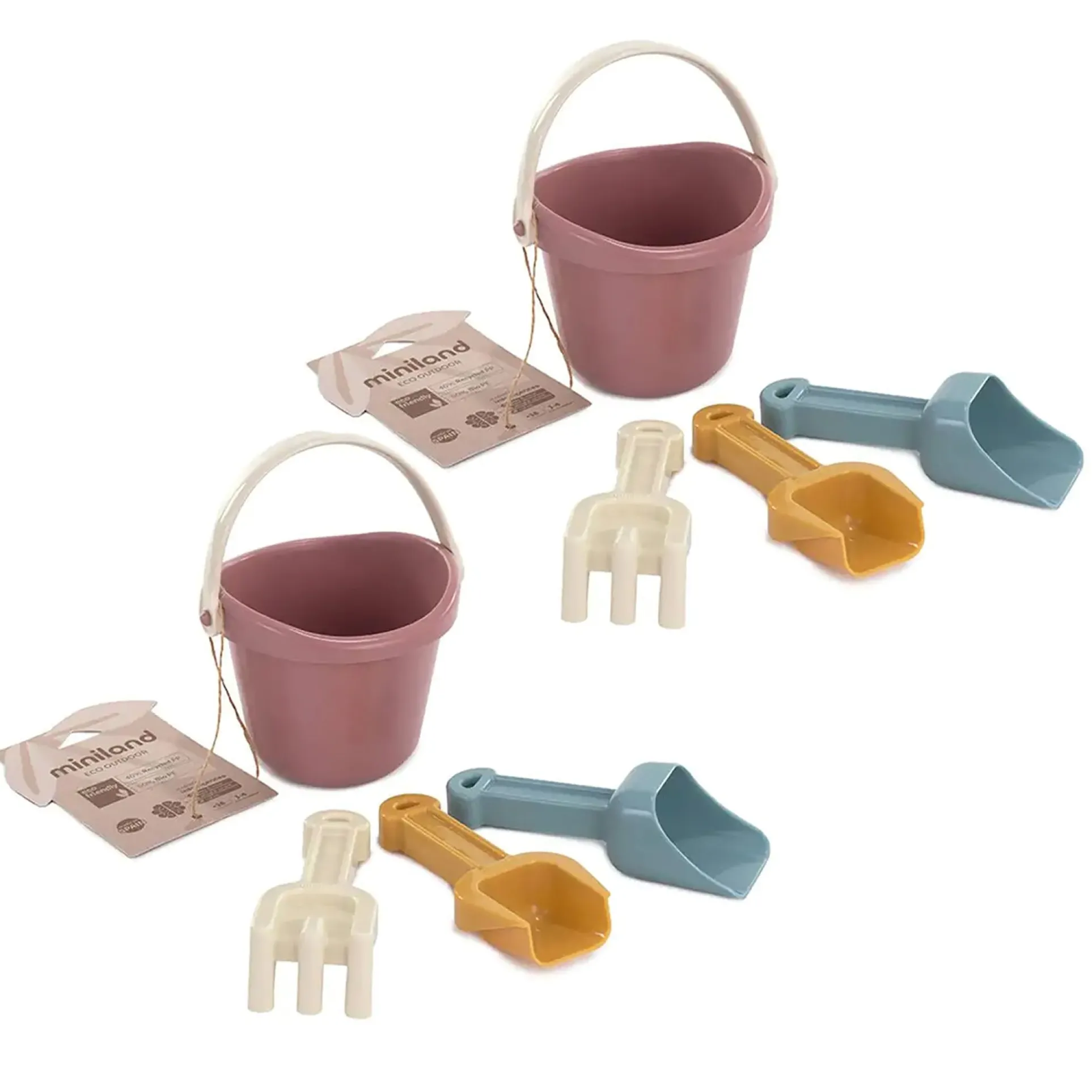 Miniland ECO Baby Sand Set, Pastel Colors, 4 Pieces Per Set, 2 Sets